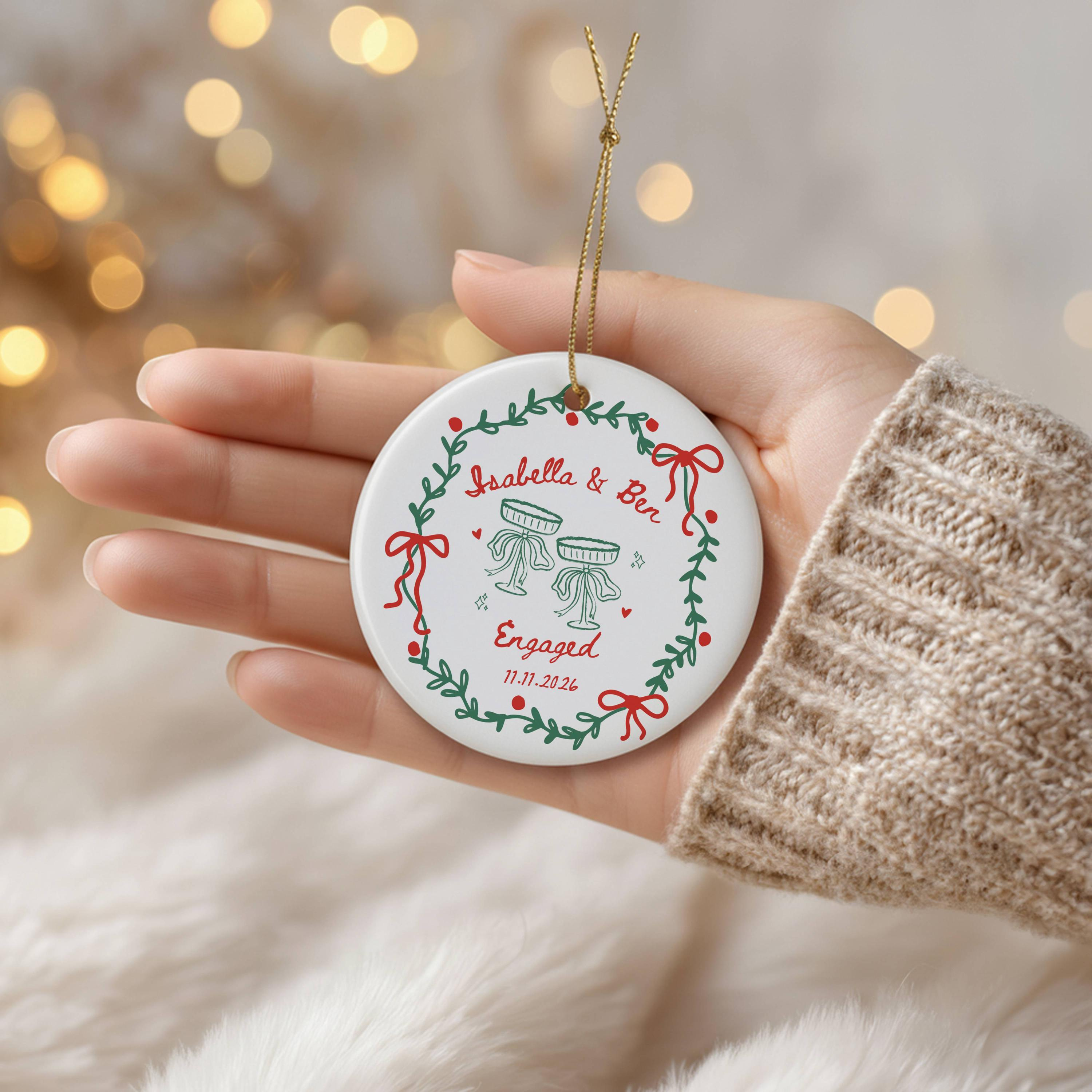 Personalized Wedding & Engagement Ceramic Ornament Keepsake 3 - MeasureMason Personalized Wedding & Engagement Ceramic Ornament Keepsake 3
