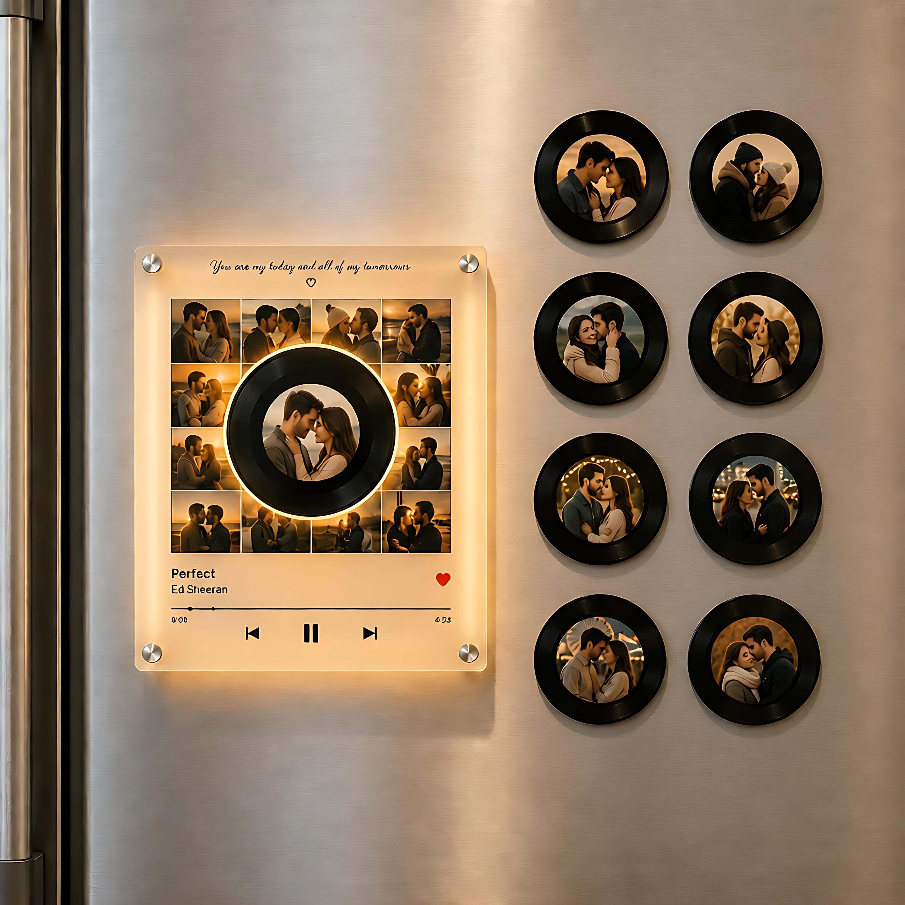 Personalized NFC Music Fridge Magnet - Christmas Family Gift with Custom Vinyl Player & LED Light 1 - MeasureMason Personalized NFC Music Fridge Magnet - Christmas Family Gift with Custom Vinyl Player & LED Light 1