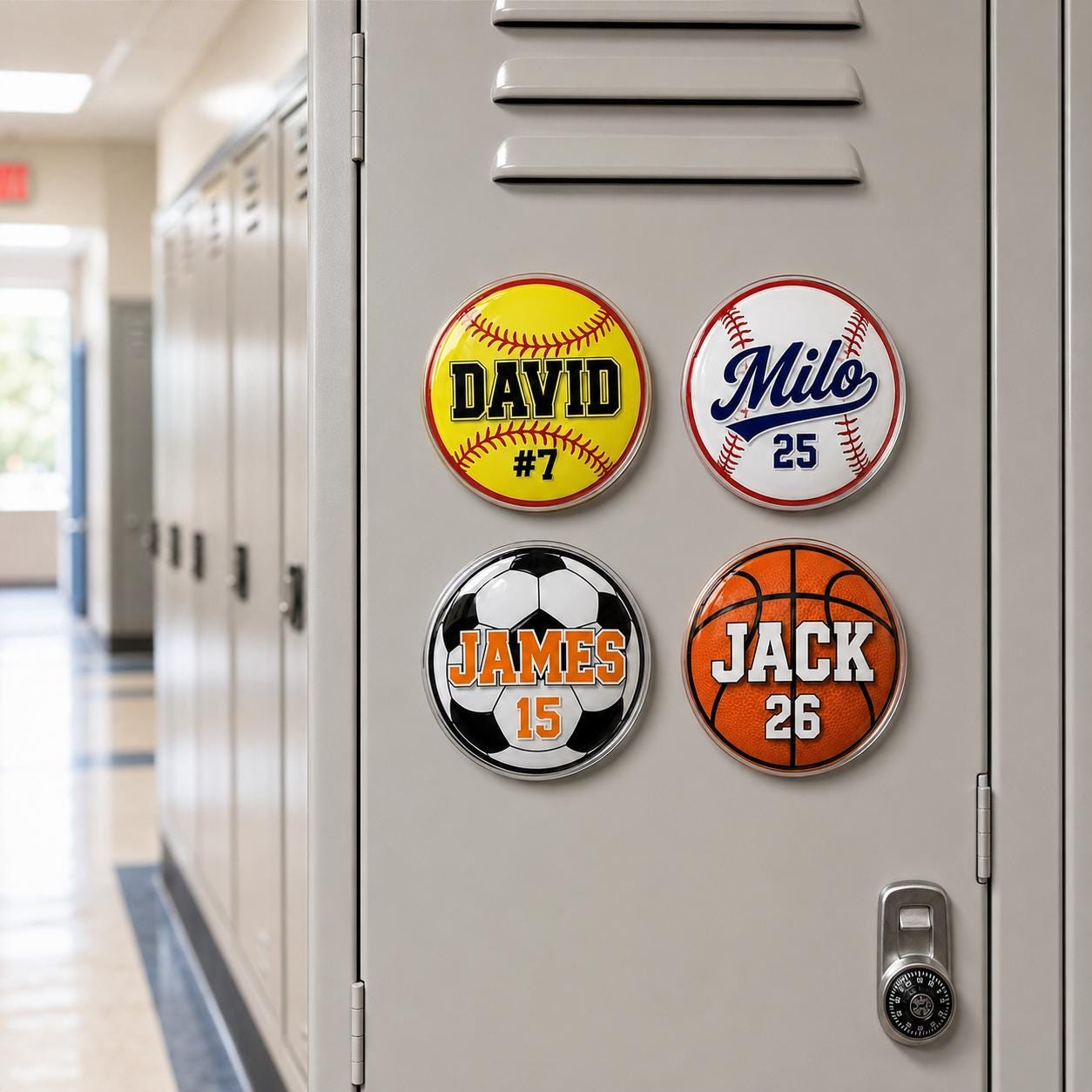 Personalized Sports Ball Fridge Magnet - Custom Name & Number Locker Decor for Kids 4 - MeasureMason Personalized Sports Ball Fridge Magnet - Custom Name & Number Locker Decor for Kids 4