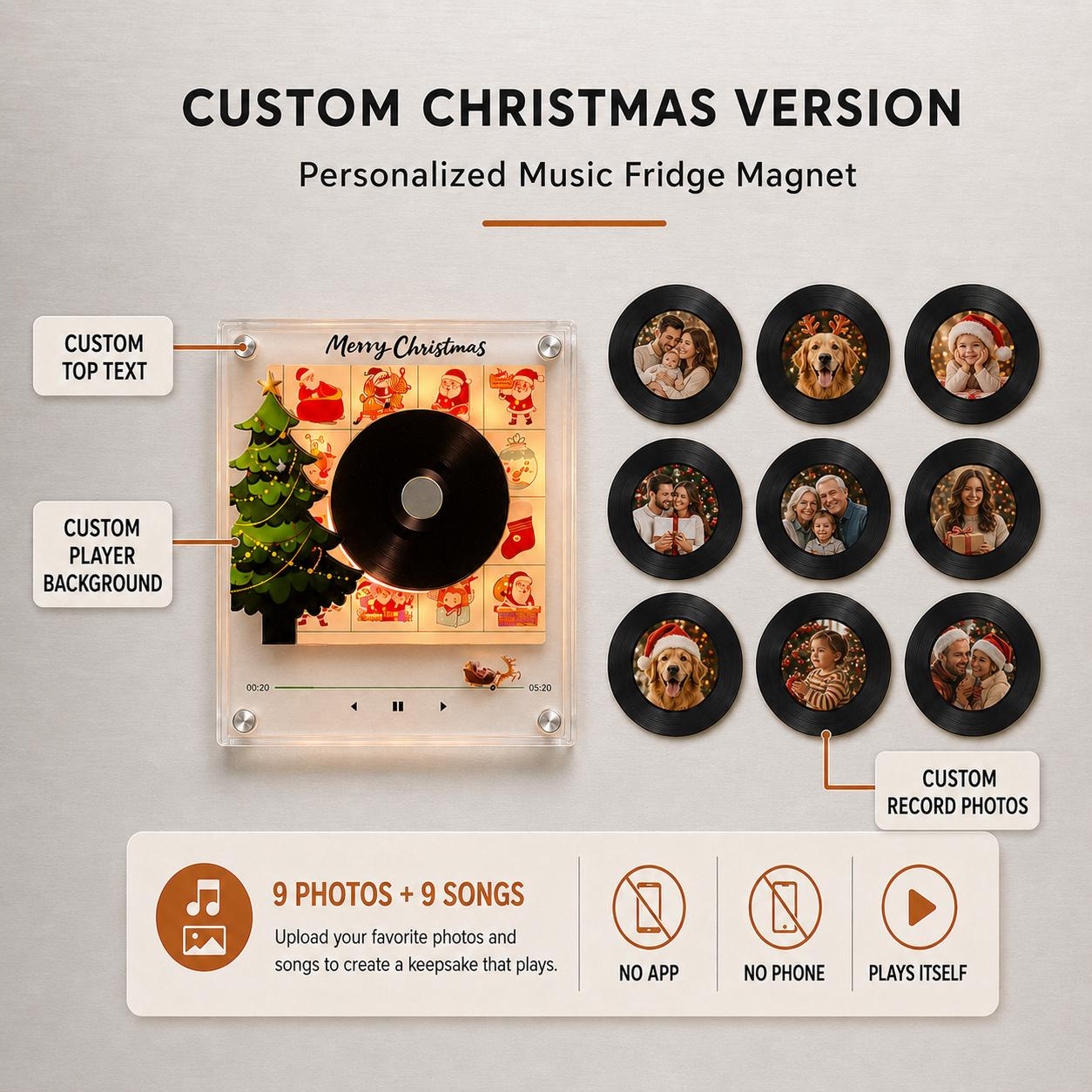 Personalized Record Fridge Magnet NFC Music Player - Custom Photo Vinyl Night Light for Music Lovers, Anniversary Gift 1 - MeasureMason Personalized Record Fridge Magnet NFC Music Player - Custom Photo Vinyl Night Light for Music Lovers, Anniversary Gift 1