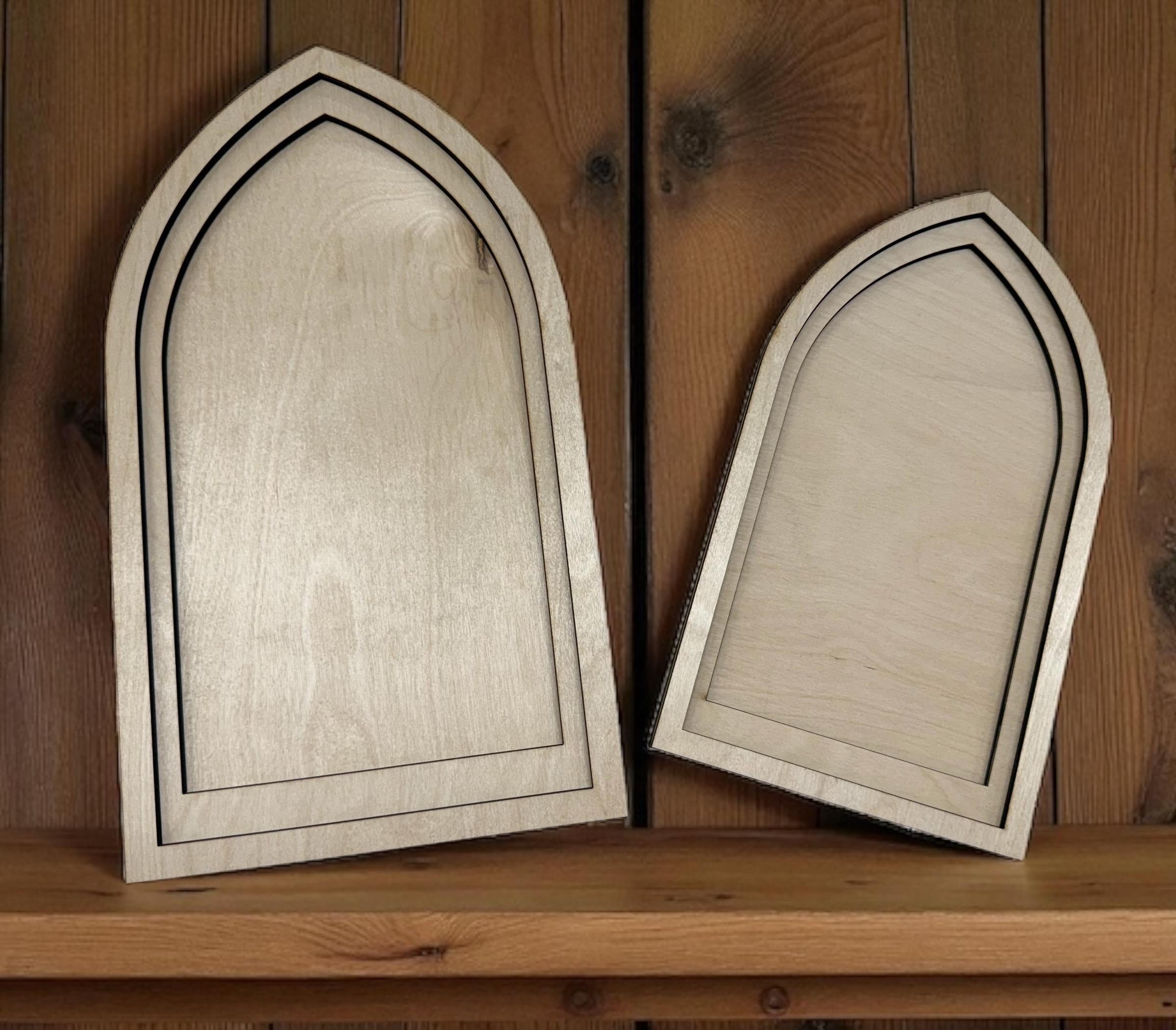 Cathedral Arch Frame Blank - DIY Wood Surface, 2 Sizes Available, Great for Decoupage #745