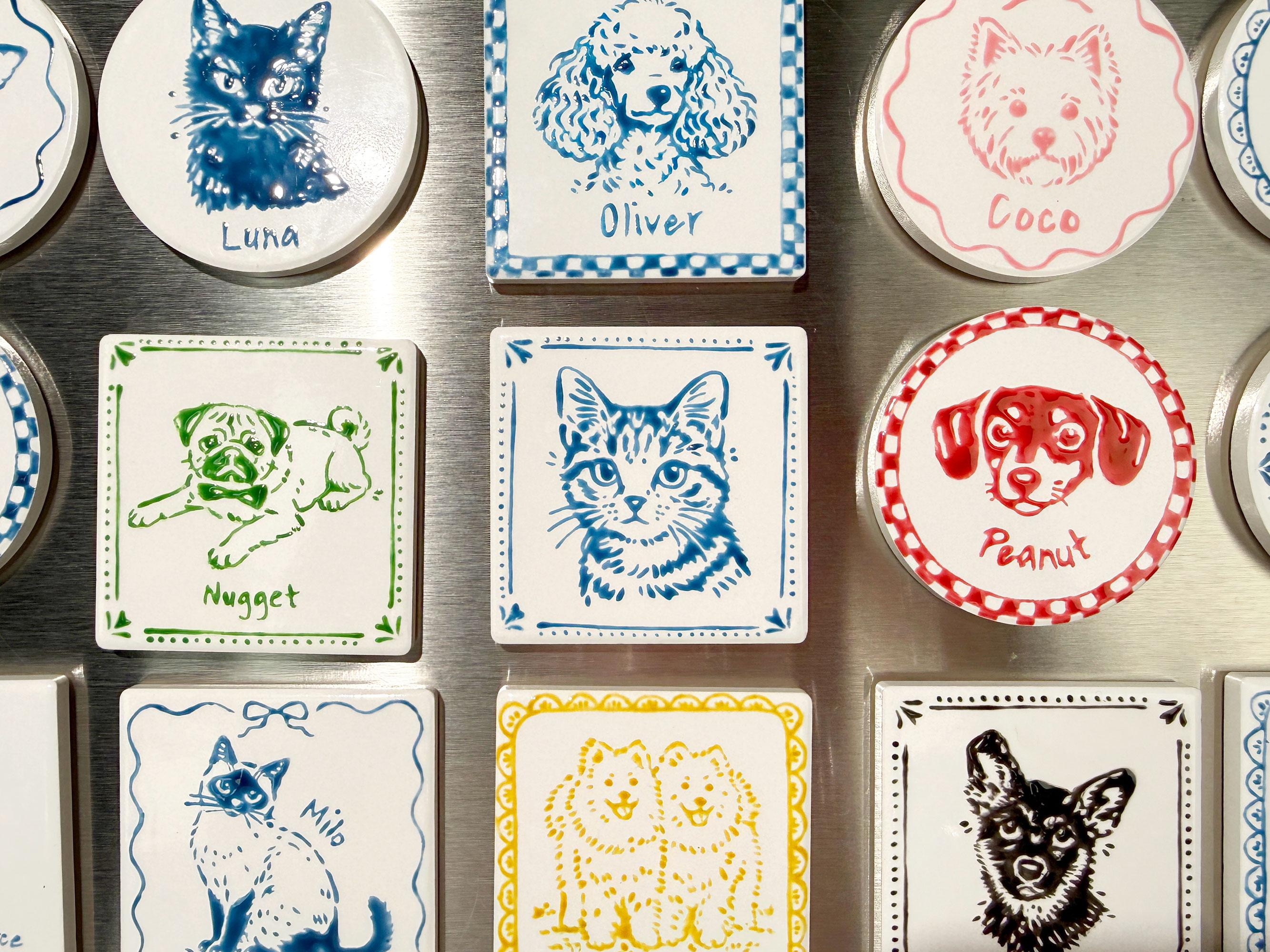 Hand Painted Custom Pet Portrait Ceramic Fridge Magnet, Personalized Gift Hand Painted Custom Pet Portrait Ceramic Fridge Magnet, Personalized Gift