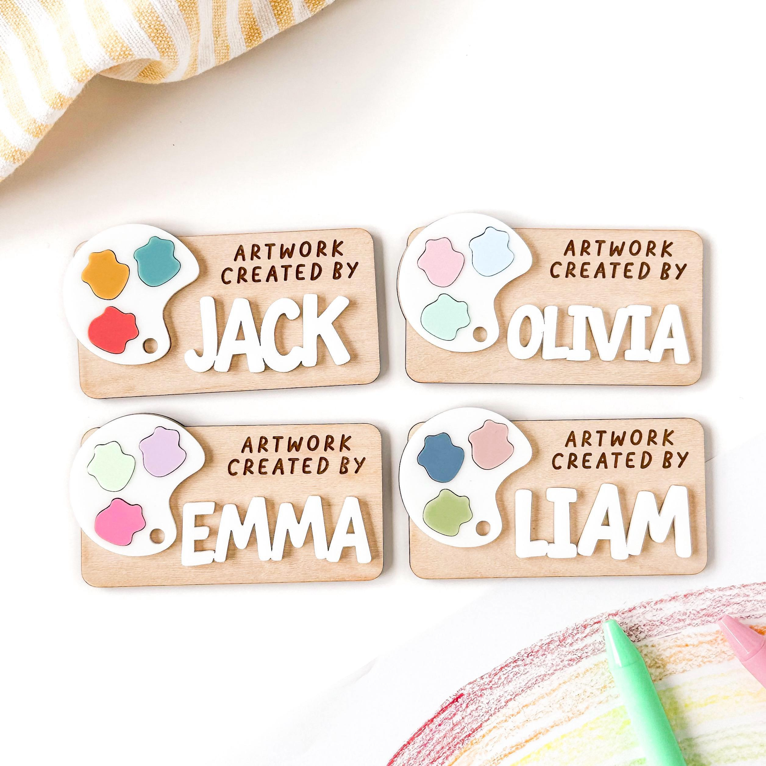 Personalized Wooden Fridge Magnet for Kids' Artwork Display