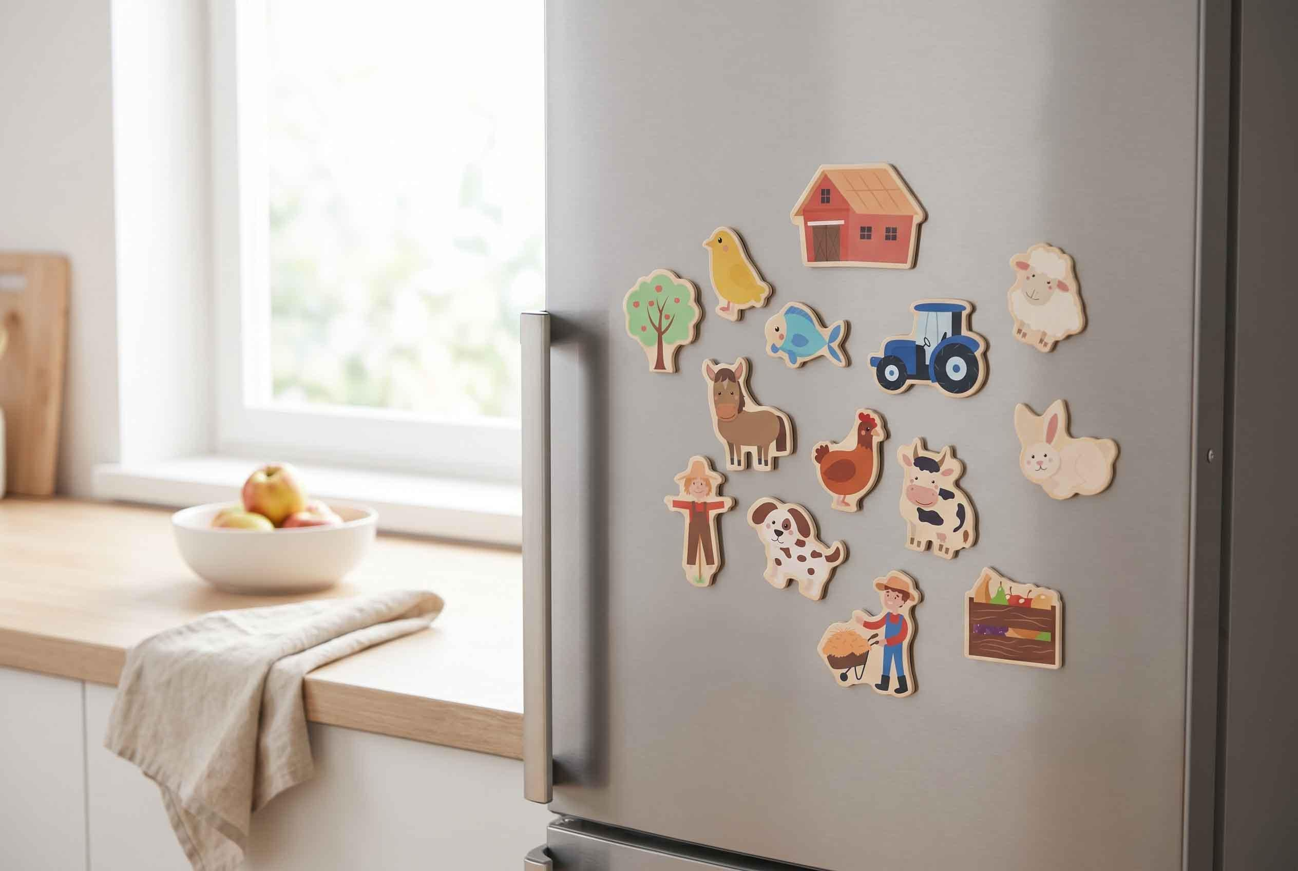 20-Piece Wooden Farm Animal Fridge Magnet Set for Kids & Home Decor 2 - MeasureMason 20-Piece Wooden Farm Animal Fridge Magnet Set for Kids & Home Decor 2