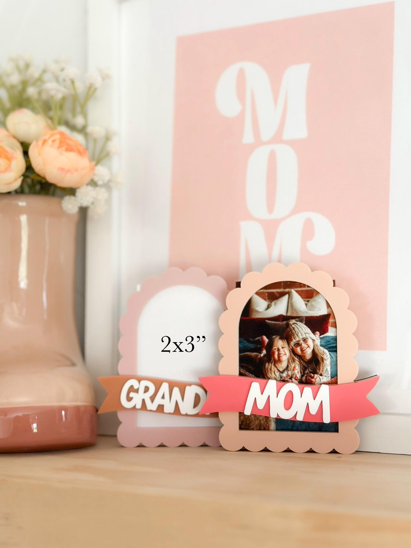 Personalized Photo Frame Magnet - Wood & Acrylic Layered Design, Mother's Day Custom Fridge Magnet