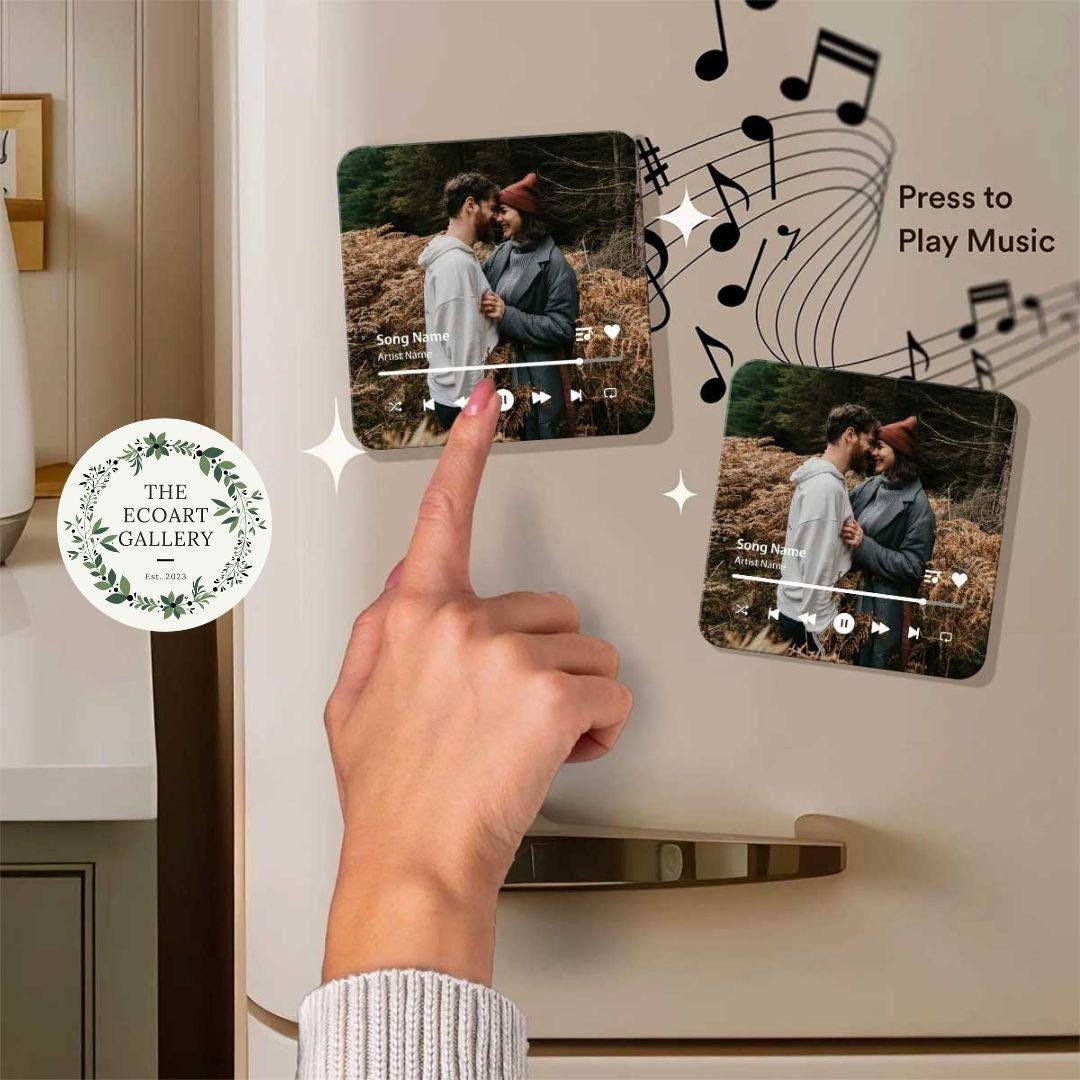 Personalized Music Fridge Magnet - Custom Photo & Song Album, Plays Song, Refrigerator Magnet, Valentine's Gift