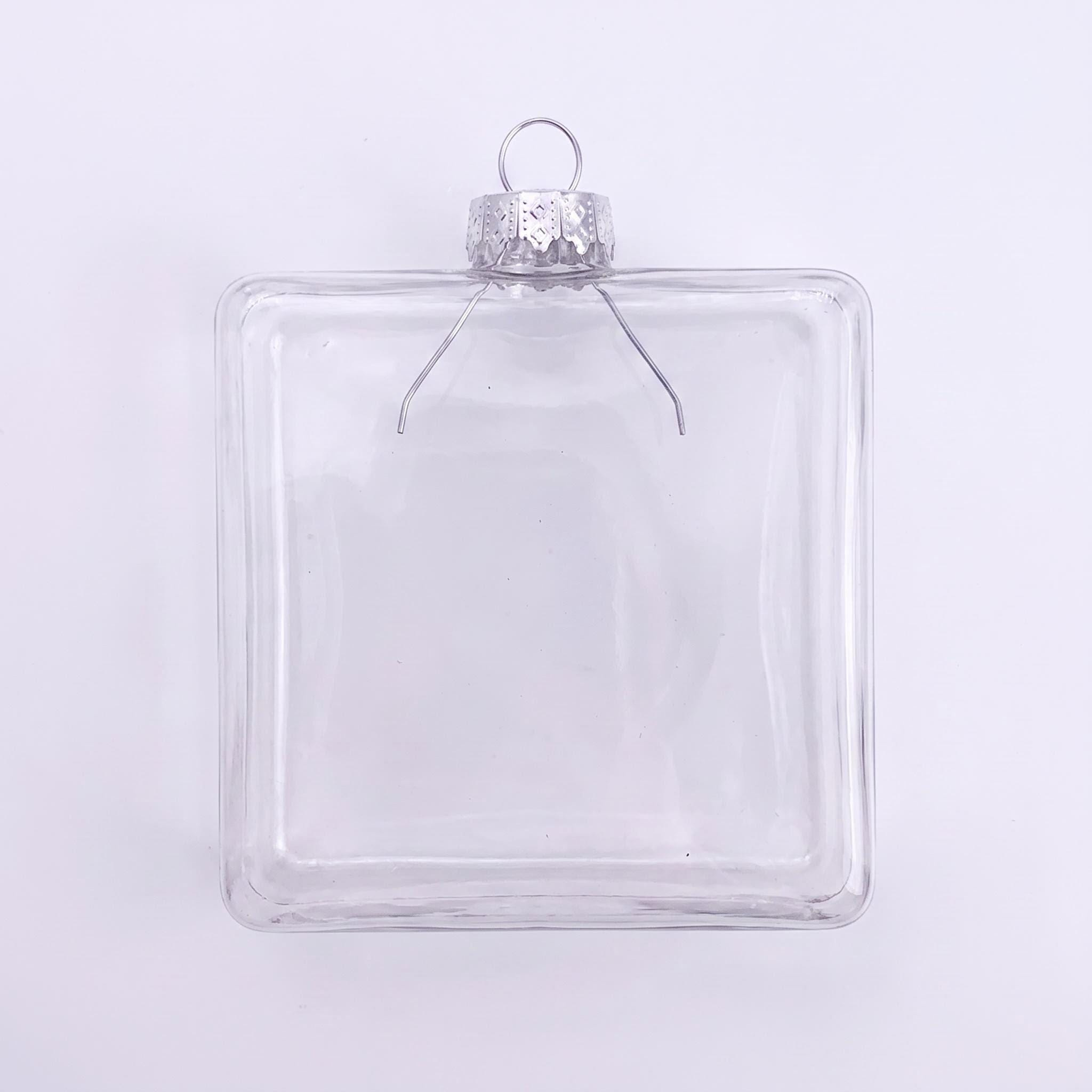 20 Pack 3.15 inch Glass Flat Square Cube DIY Paintable Fillable Christmas Ornament with Hanging Cap - 80mm 2 - MeasureMason 20 Pack 3.15 inch Glass Flat Square Cube DIY Paintable Fillable Christmas Ornament with Hanging Cap - 80mm 2