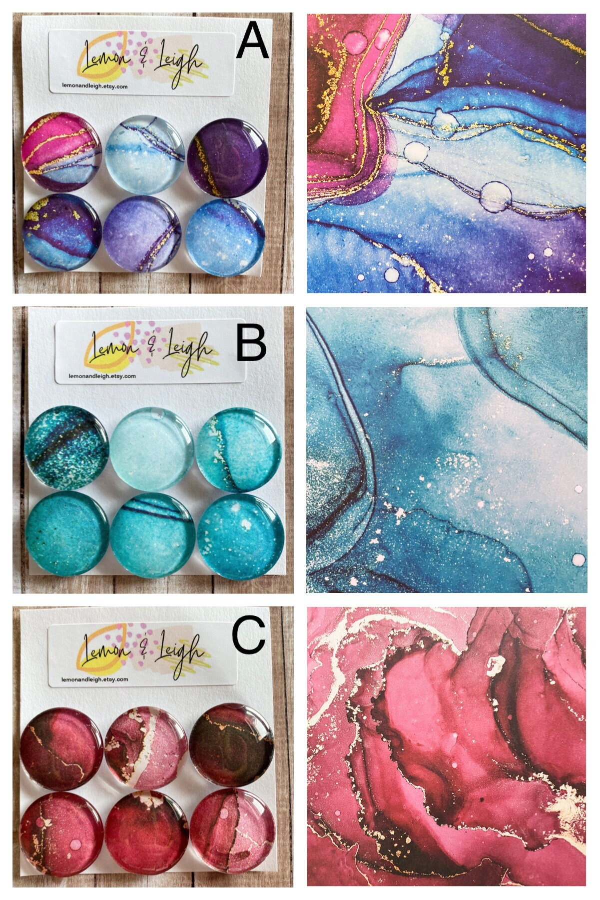 Alcohol Ink Abstract Magnets: Handmade Art Magnets, Set of 6 2 - MeasureMason Alcohol Ink Abstract Magnets: Handmade Art Magnets, Set of 6 2