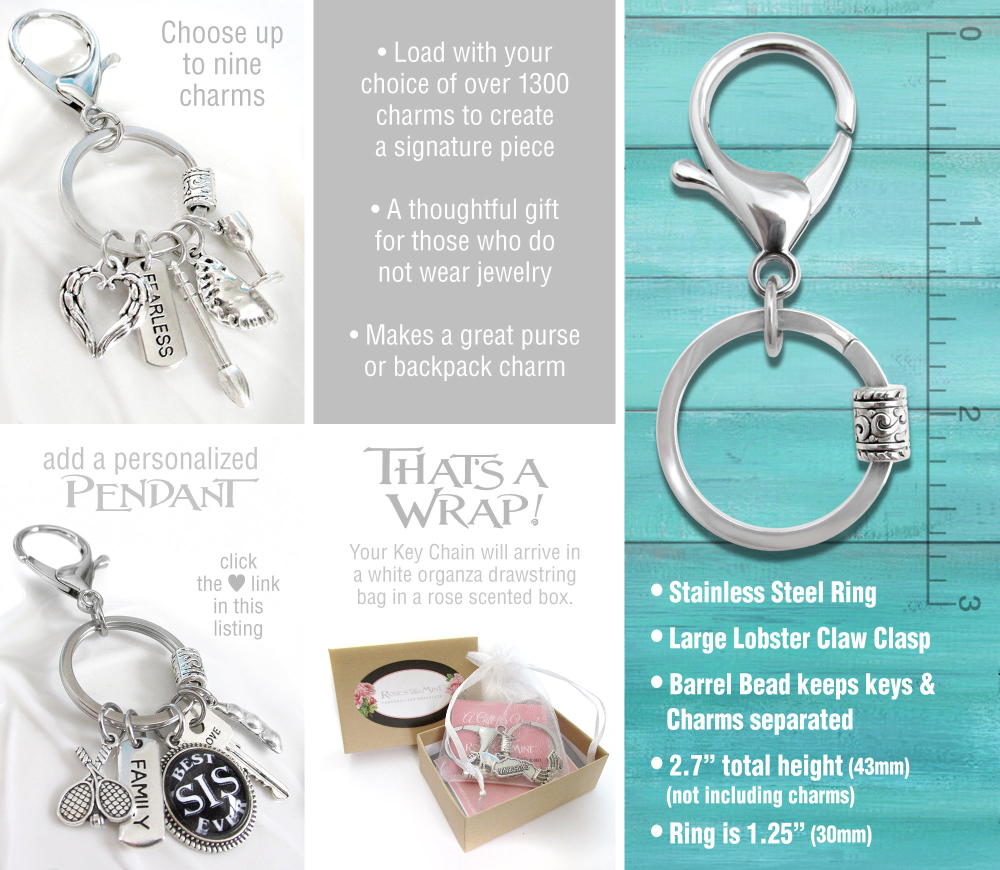 DESIGN A KEY CHAIN, Personality Fob, Purse Charm, Backpack Charm, Gifts For Her, Lobster Claw, Keyring, Personalized Gif 1 - MeasureMason DESIGN A KEY CHAIN, Personality Fob, Purse Charm, Backpack Charm, Gifts For Her, Lobster Claw, Keyring, Personalized Gif 1