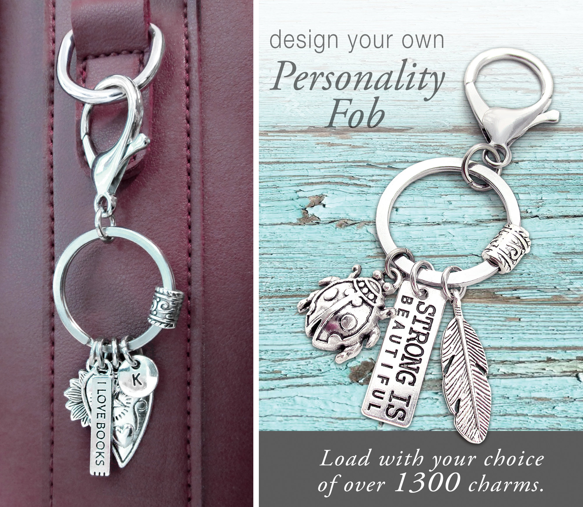 DESIGN A KEY CHAIN, Personality Fob, Purse Charm, Backpack Charm, Gifts For Her, Lobster Claw, Keyring, Personalized Gif