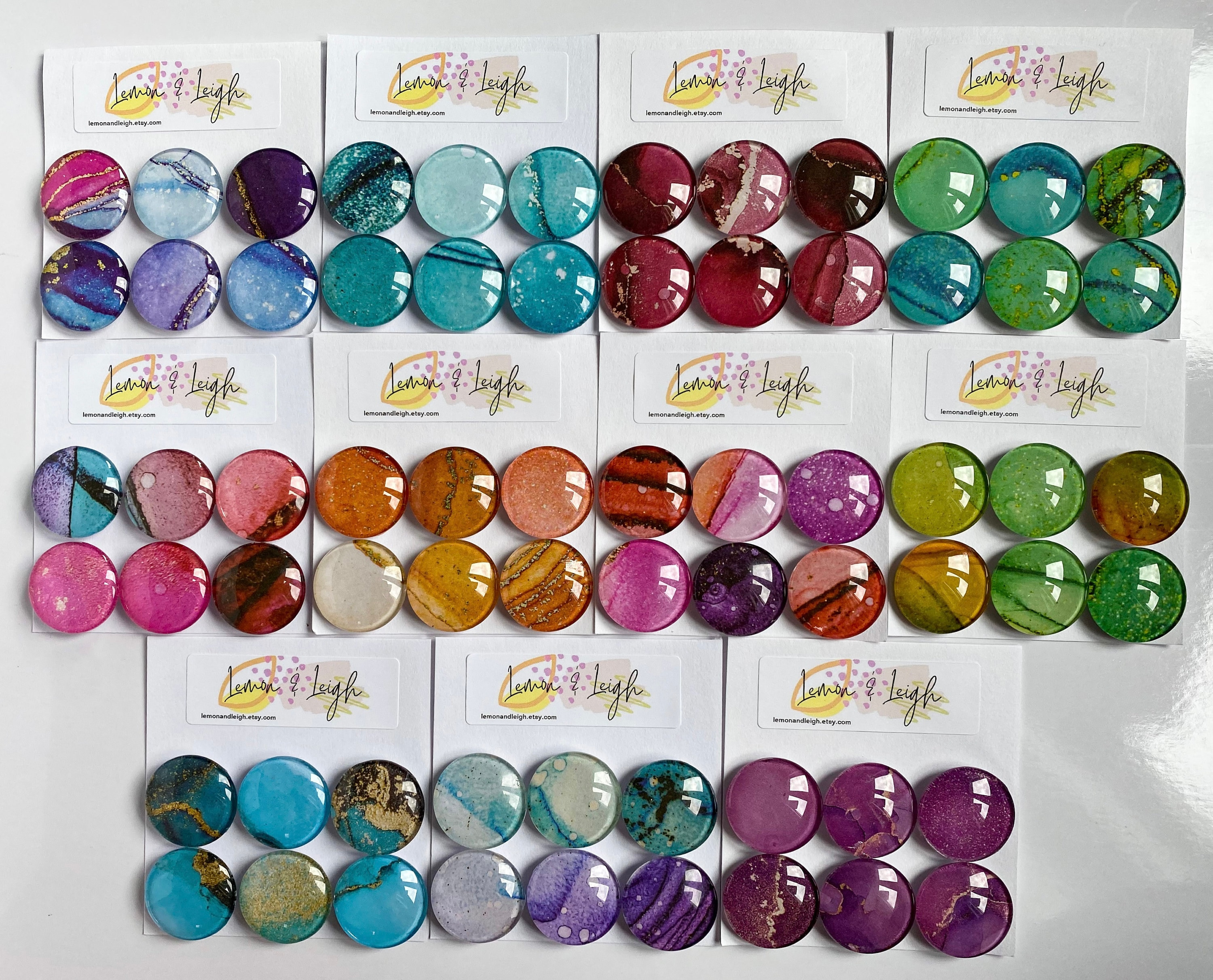 Alcohol Ink Abstract Magnets: Handmade Art Magnets, Set of 6