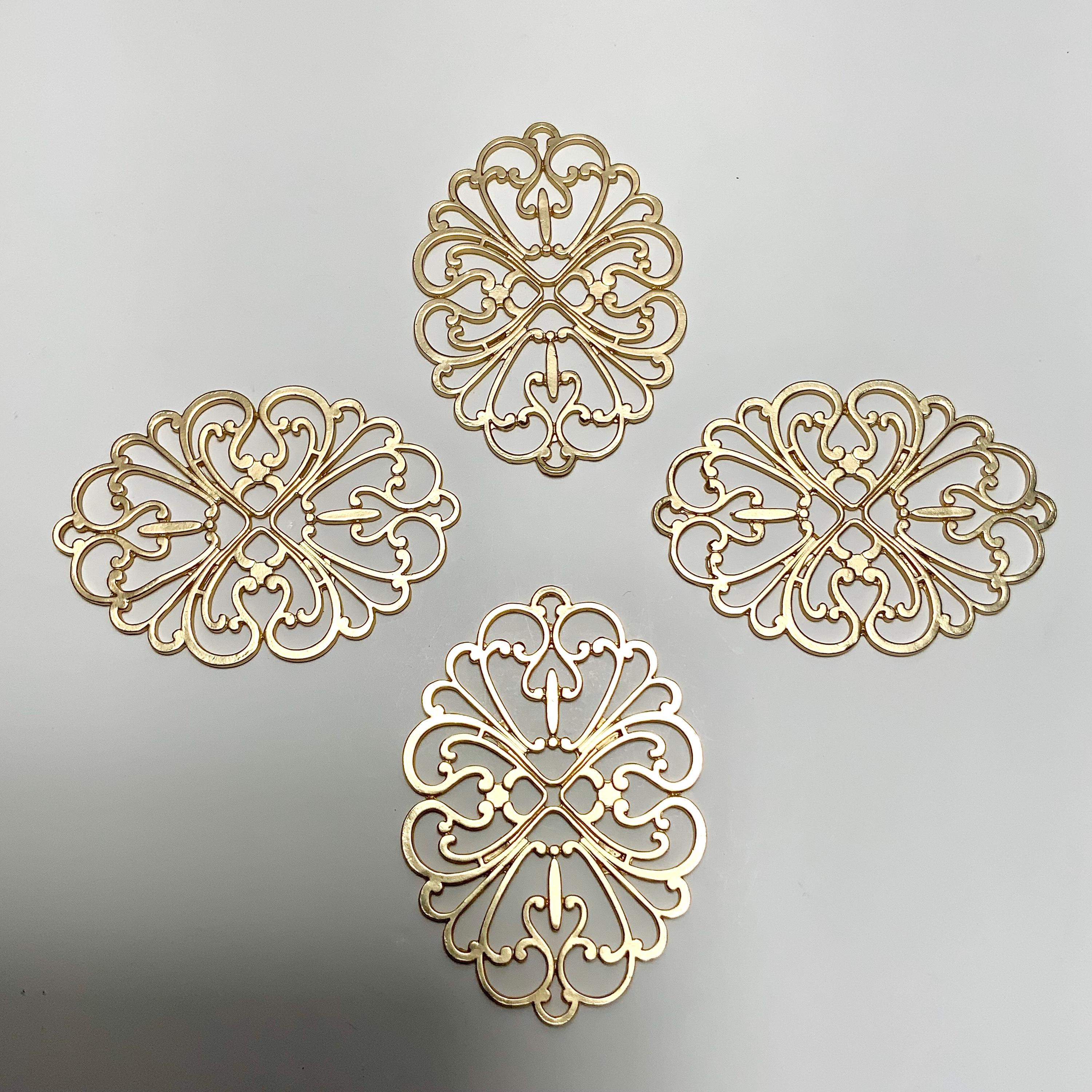 4pcs 2.4 inch Gold Filigree Style Focal Charm 60mm Scrollwork Metal Pendant Victorian Suncatcher Frame CE53 3 - MeasureMason 4pcs 2.4 inch Gold Filigree Style Focal Charm 60mm Scrollwork Metal Pendant Victorian Suncatcher Frame CE53 3