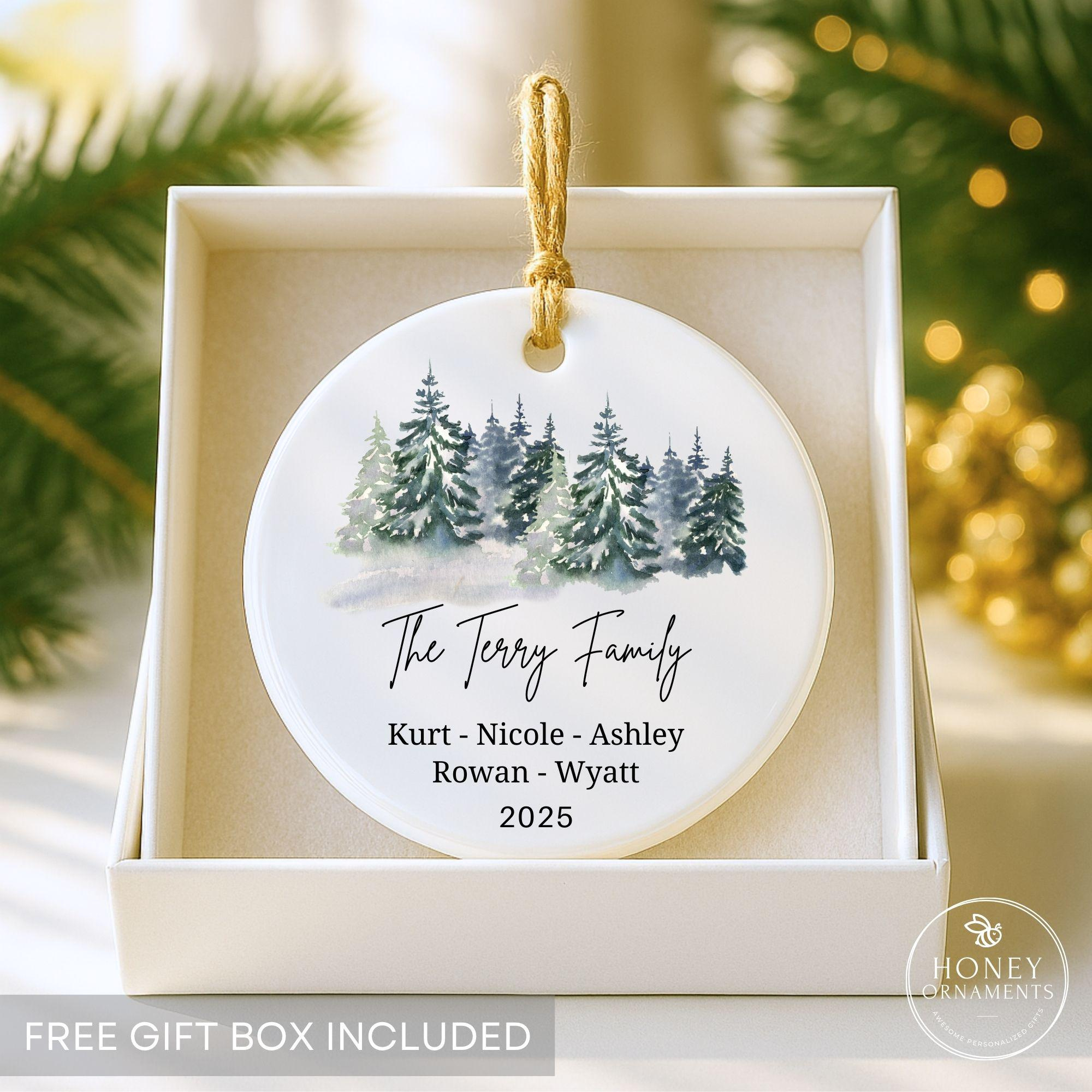 Personalized Family Ornament 2025 - Custom Names Ceramic Christmas Tree Decoration, Holiday Keepsake Gift