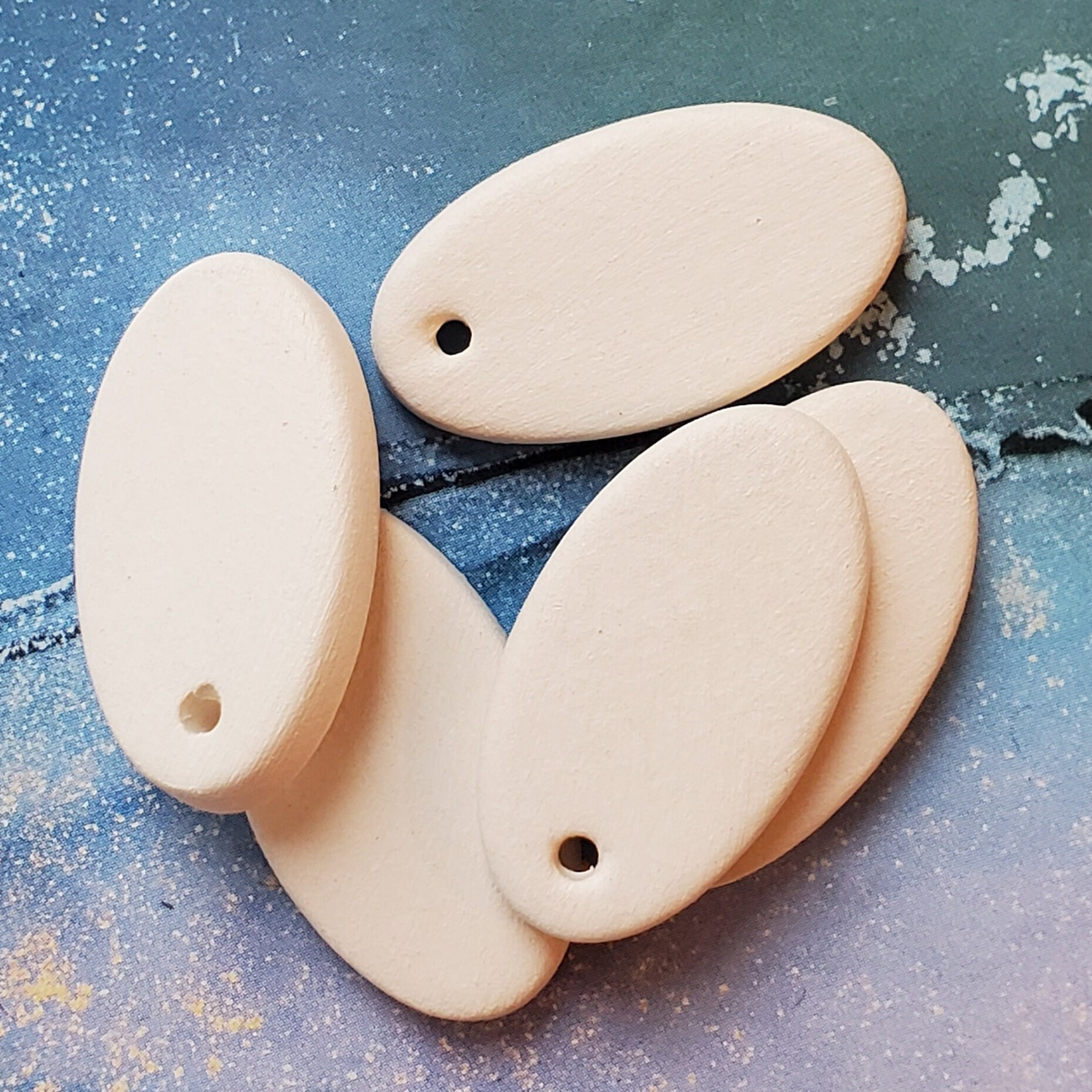 1 3/16" Blank Ceramic Oval Pendants - Bisque Clay for Jewelry, DIY Paint & Glaze 1