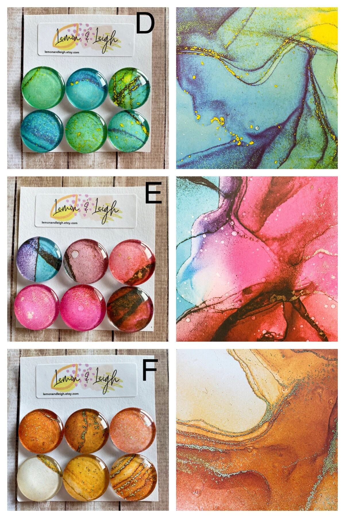 Alcohol Ink Abstract Magnets: Handmade Art Magnets, Set of 6 3 - MeasureMason Alcohol Ink Abstract Magnets: Handmade Art Magnets, Set of 6 3