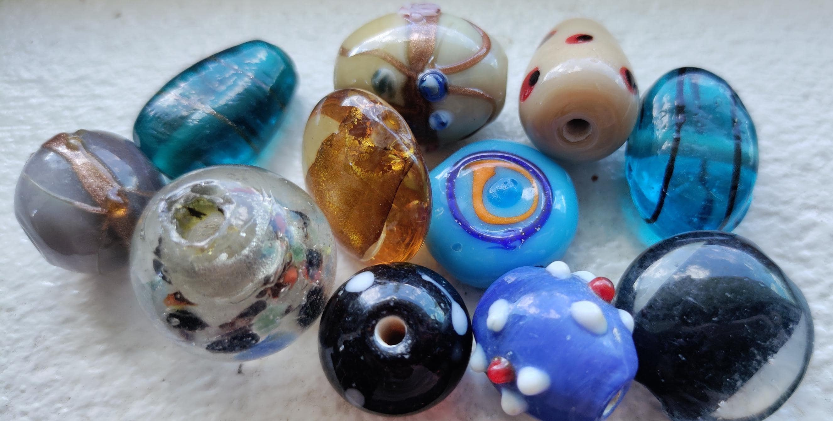 Chunky Glass Craft Beads for Suncatchers and Ornaments - 50g Multicolor Mixed Boho Beads 14mm+ with 2-4mm Holes Chunky Glass Craft Beads for Suncatchers and Ornaments - 50g Multicolor Mixed Boho Beads 14mm+ with 2-4mm Holes