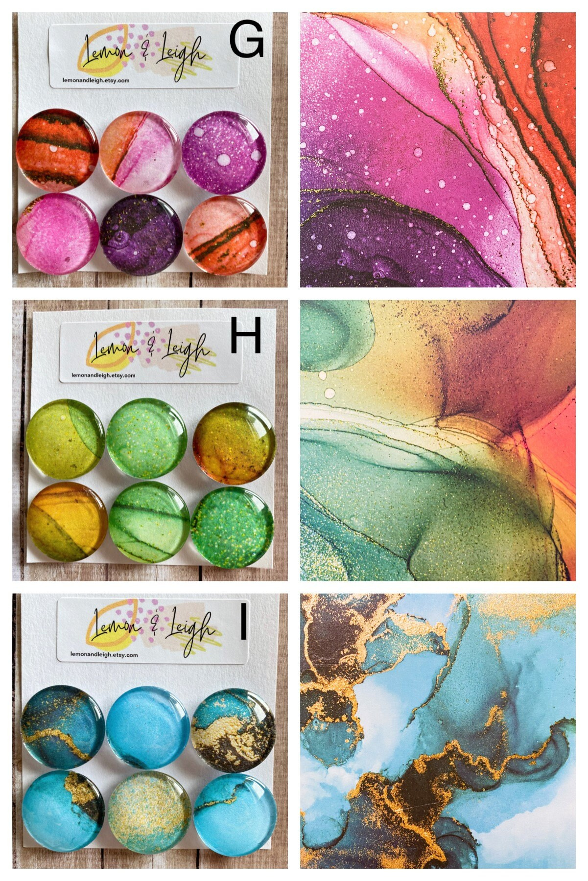Alcohol Ink Abstract Magnets: Handmade Art Magnets, Set of 6 4 - MeasureMason Alcohol Ink Abstract Magnets: Handmade Art Magnets, Set of 6 4