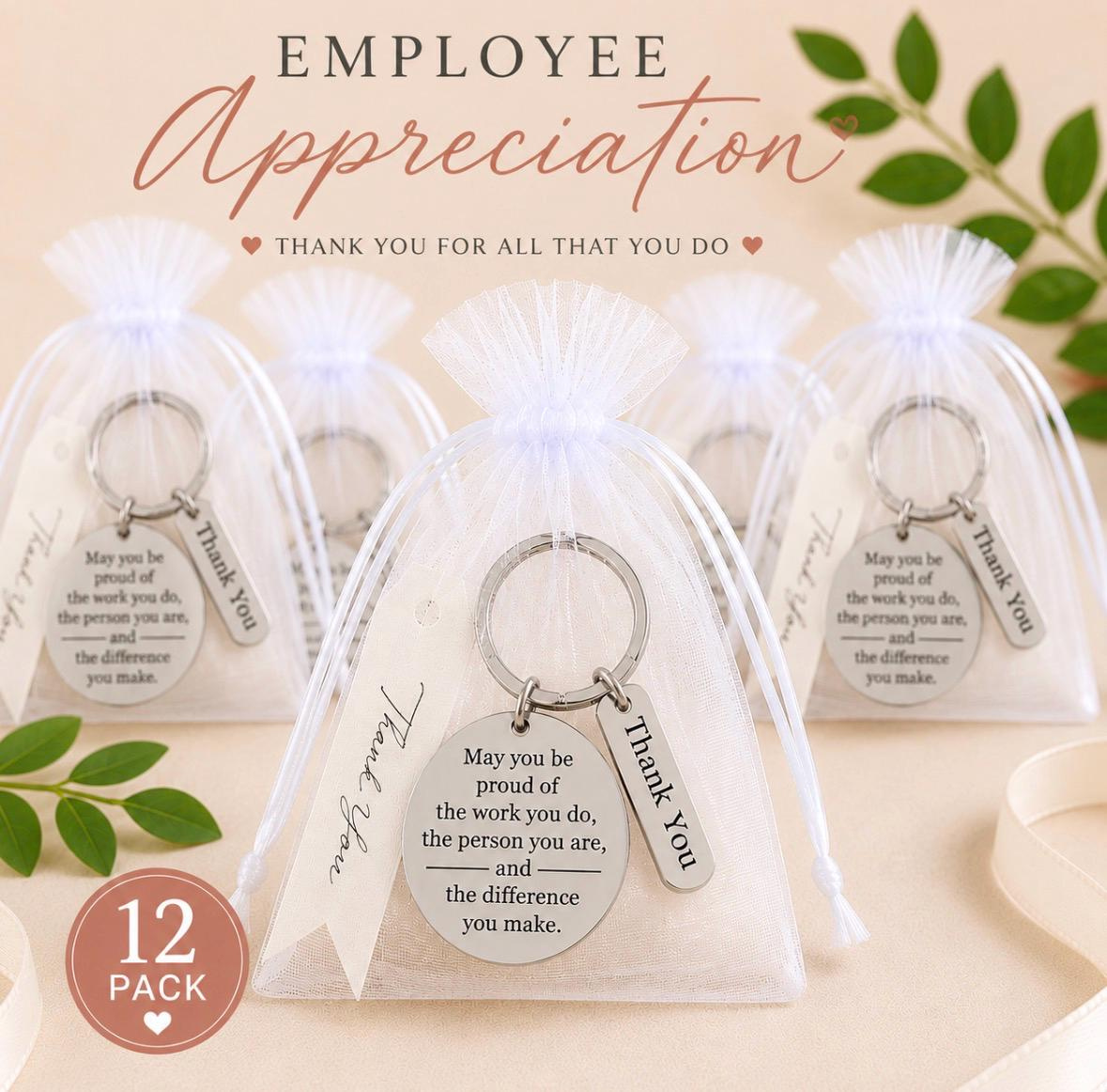 12 Employee Appreciation Keychains Bulk - Metal Thank You Gifts for Staff, Coworkers, Teachers & Nurses 12 Employee Appreciation Keychains Bulk - Metal Thank You Gifts for Staff, Coworkers, Teachers & Nurses