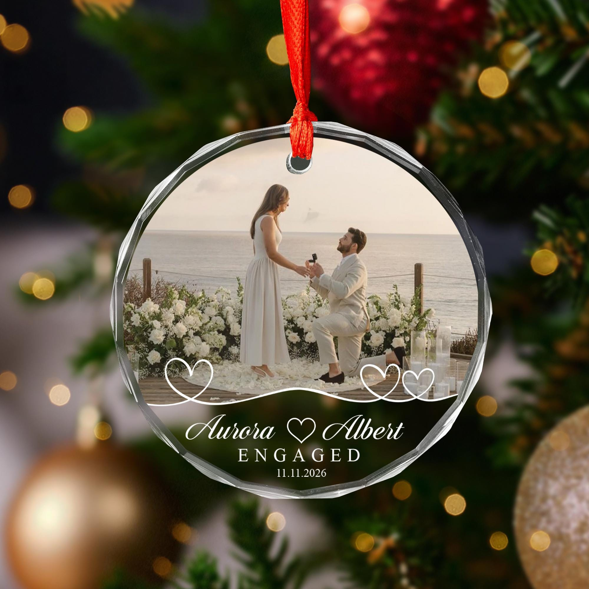 Custom Engaged Ornament, Personalized Couple Photo Heart, Newly Engaged Glass Marriage Proposal Gift 3 - MeasureMason Custom Engaged Ornament, Personalized Couple Photo Heart, Newly Engaged Glass Marriage Proposal Gift 3