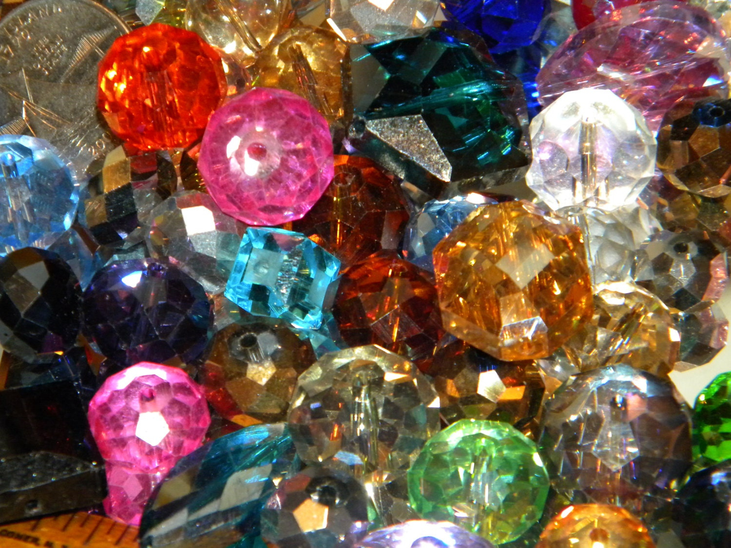 30 Mixed Faceted Crystal Glass Beads for Wind Chimes & Sun Catchers - Jesse James Lot