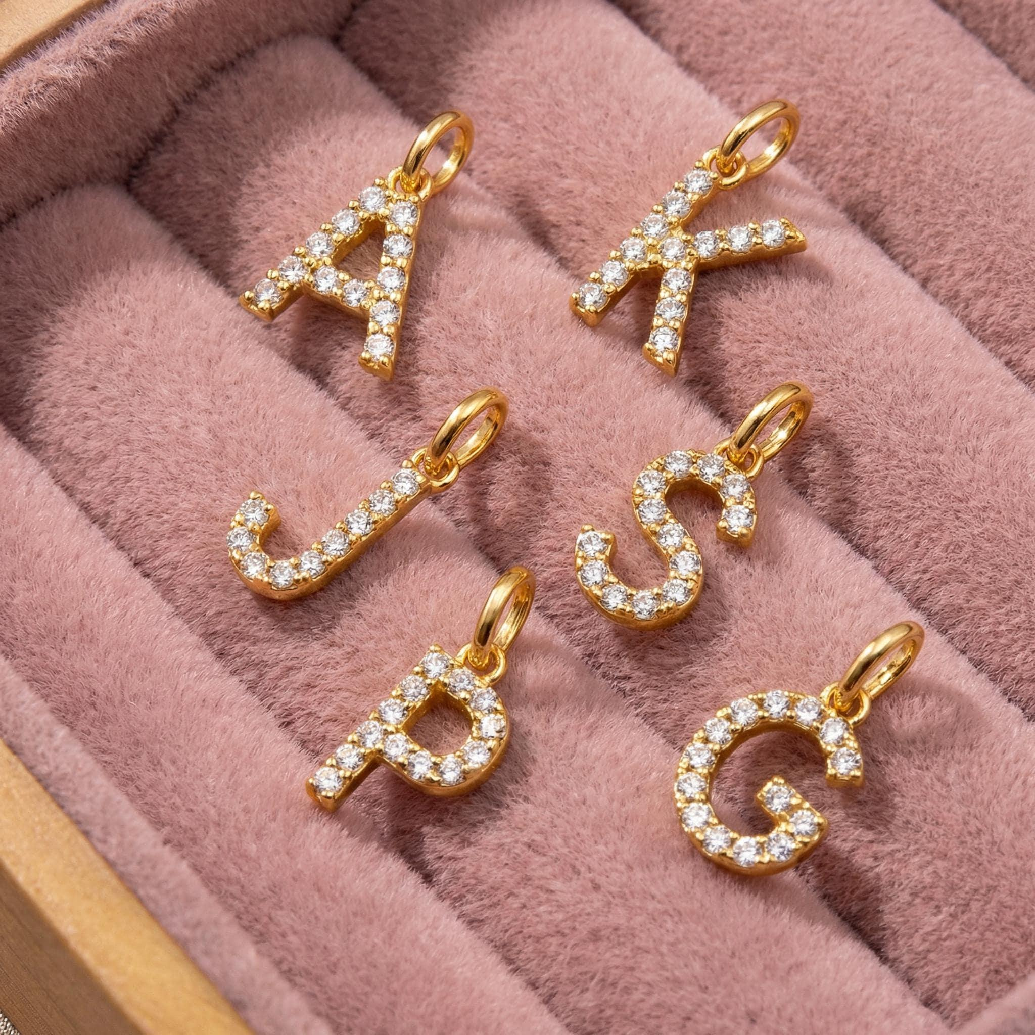 Diamond Dainty Letter Pendant in 10K or 14K Solid Gold with Lab Grown Diamond Initial Necklace 3 - MeasureMason Diamond Dainty Letter Pendant in 10K or 14K Solid Gold with Lab Grown Diamond Initial Necklace 3