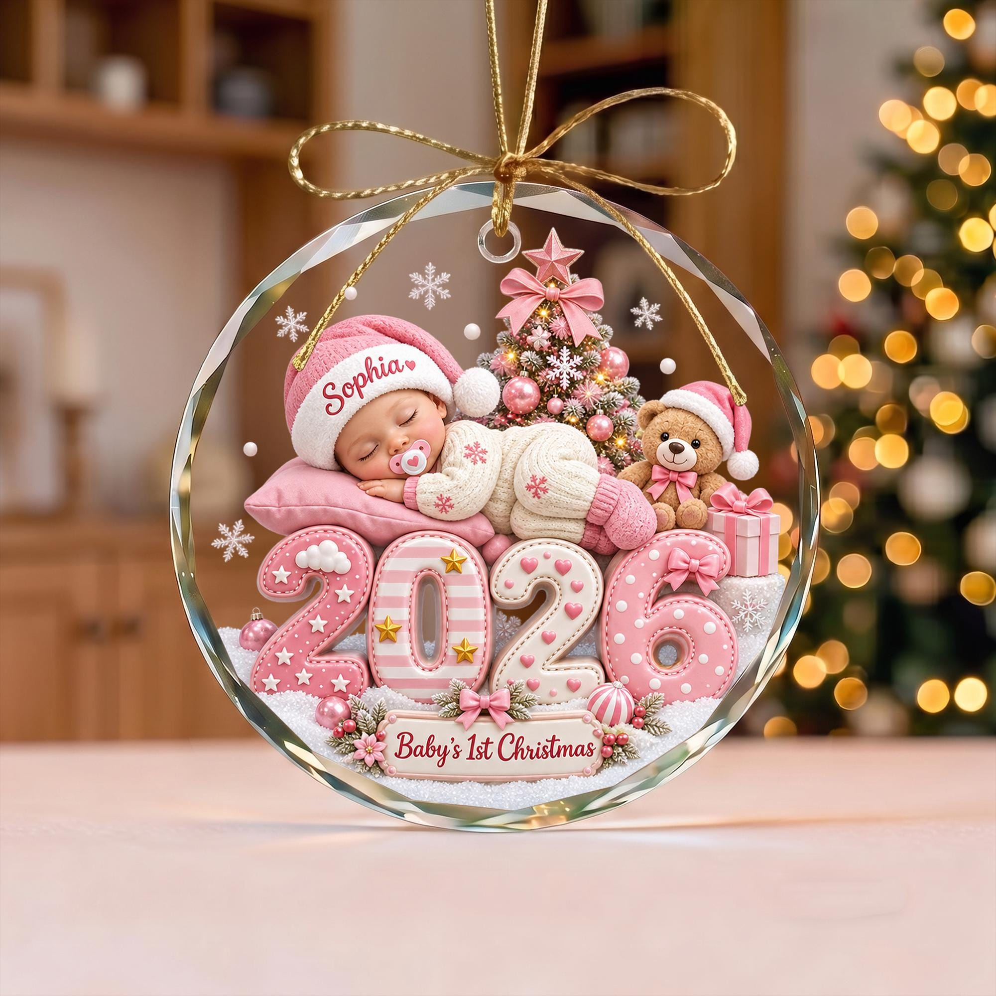 Personalized Baby's First Christmas Glass Ornament with Custom Baby Name 2026