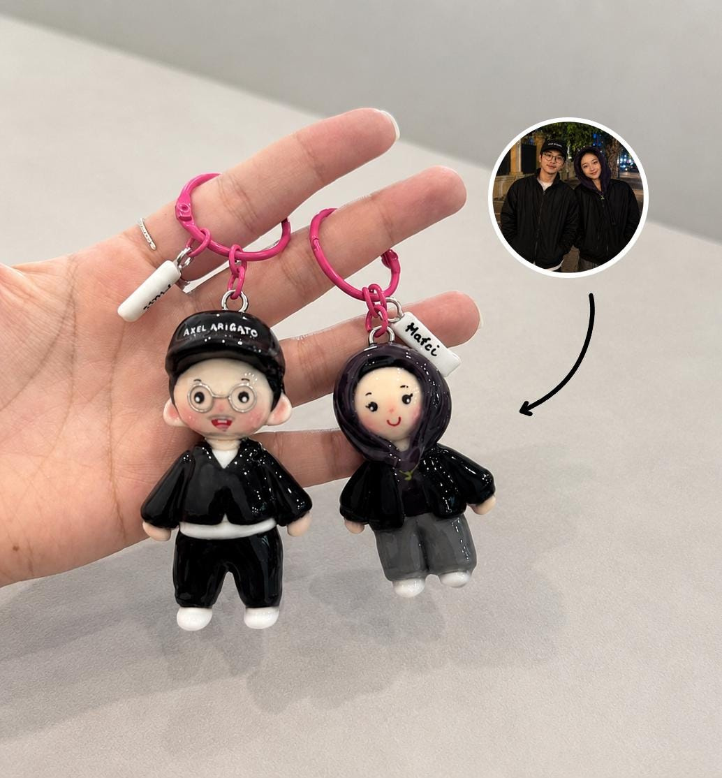 Handmade Clay Figurine Keychain - Custom Photo Couples Gift 3 - MeasureMason Handmade Clay Figurine Keychain - Custom Photo Couples Gift 3