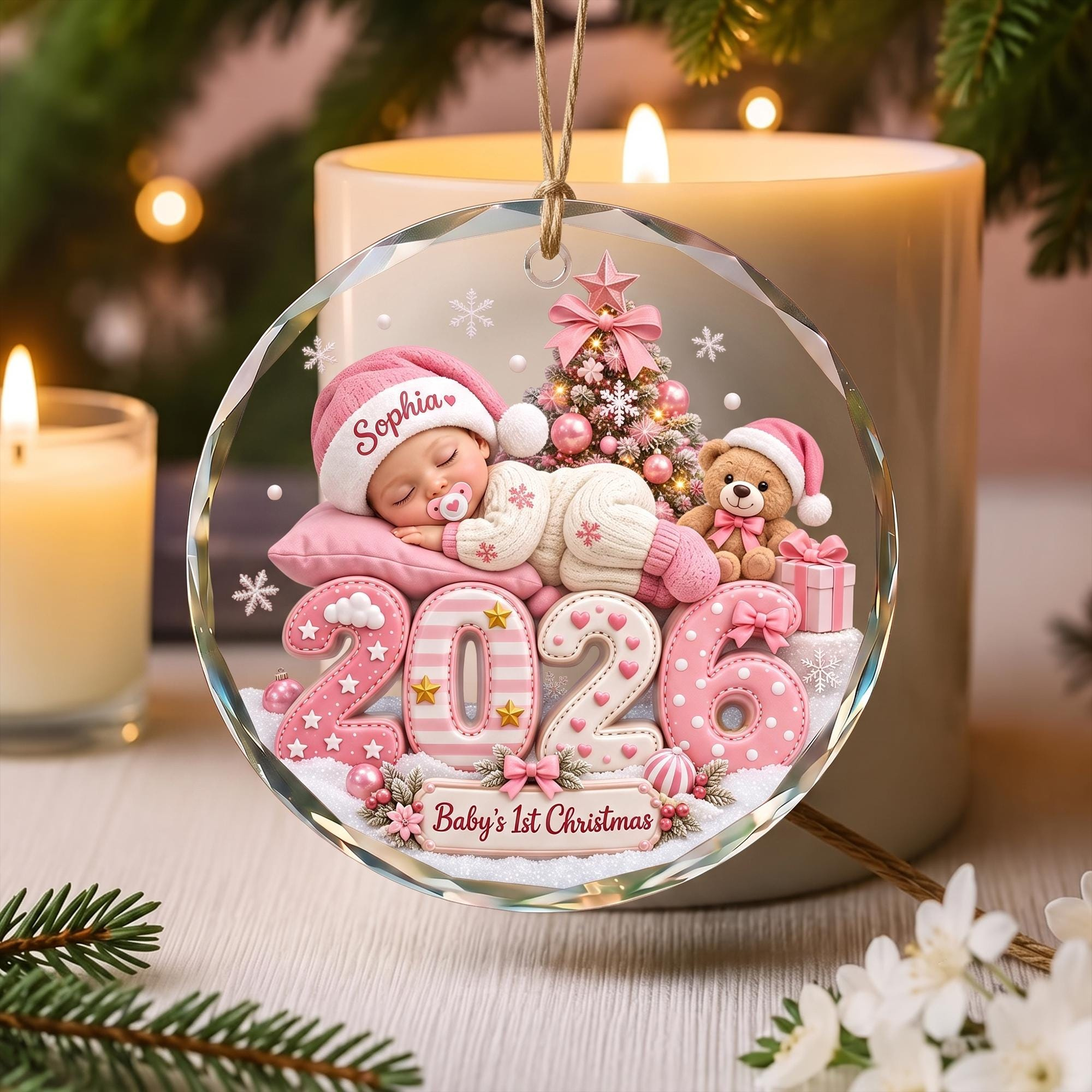 Personalized Babys First Christmas Glass Ornament with Custom Baby Name 2026 1 - MeasureMason Personalized Babys First Christmas Glass Ornament with Custom Baby Name 2026 1
