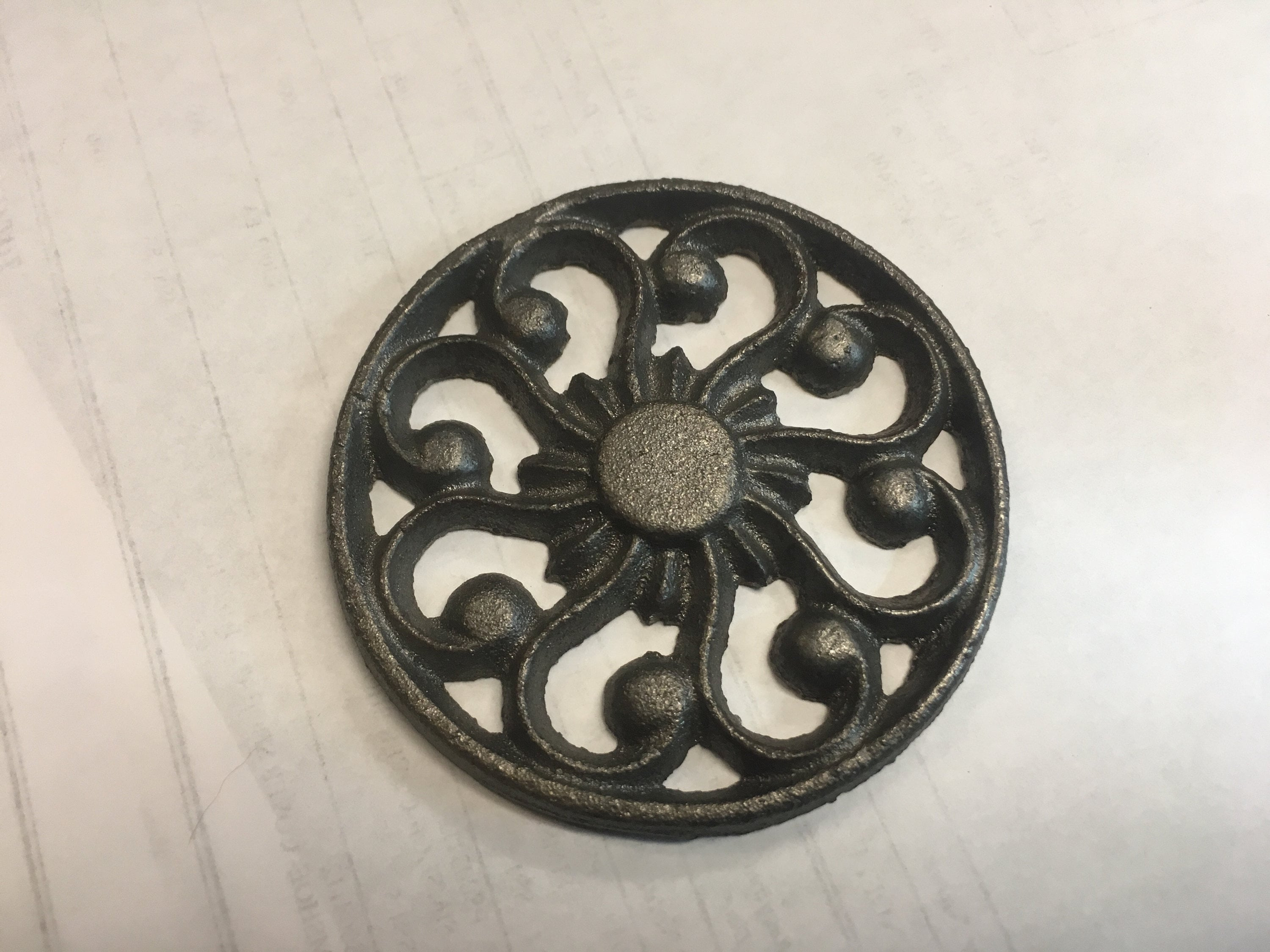 3 Inch Cast Iron Mandala Flower Rosette Medallion Onlay Decorative Metal Wall Applique 3 Inch Cast Iron Mandala Flower Rosette Medallion Onlay Decorative Metal Wall Applique