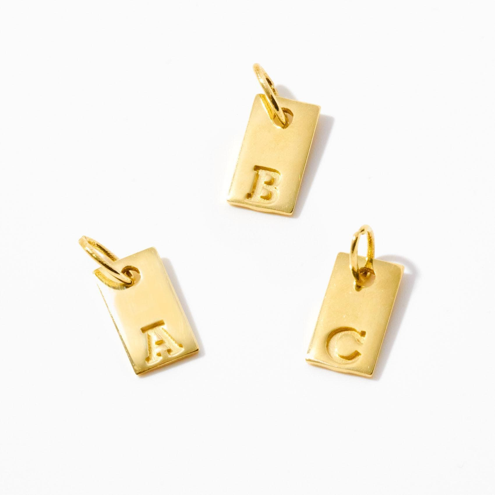 Solid Gold Initial Tag Pendant with Engraved Block Letter Design - Personalized Letter Charm Necklace 3 - MeasureMason Solid Gold Initial Tag Pendant with Engraved Block Letter Design - Personalized Letter Charm Necklace 3
