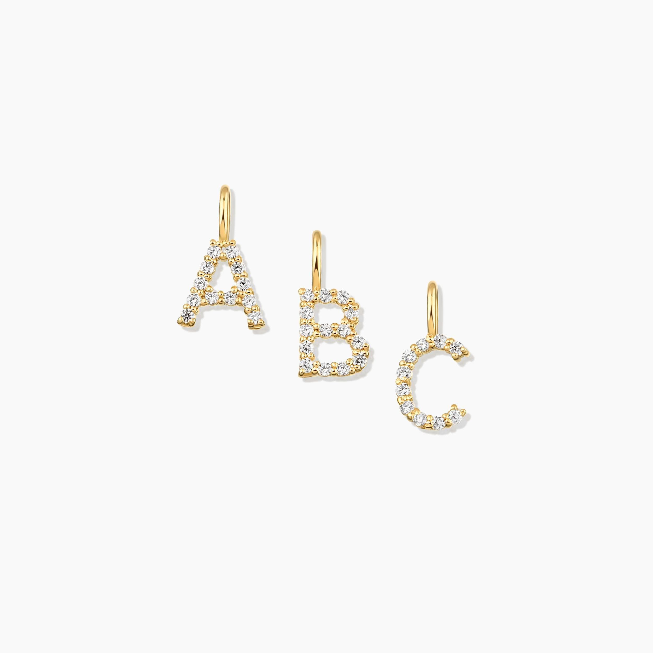 Diamond Dainty Letter Pendant in 10K or 14K Solid Gold with Lab Grown Diamond Initial Necklace