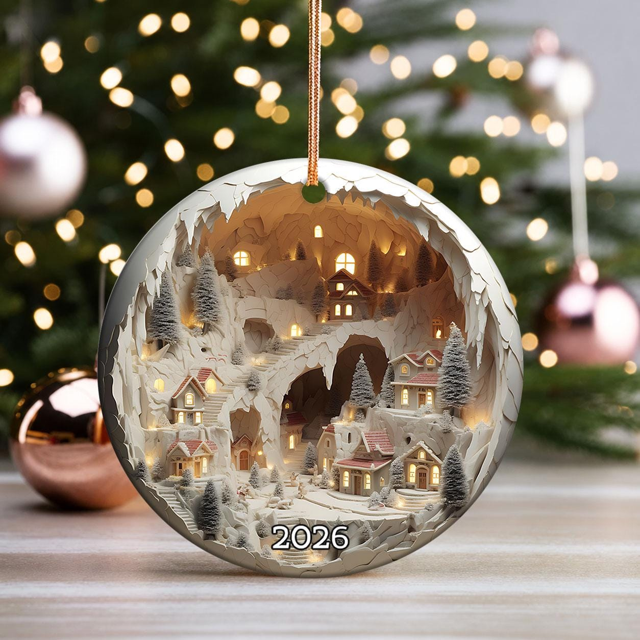 2026 Christmas Ornament Round Ceramic, Holiday Tree Decoration Heirloom Keepsake Gift for Mom, Family and Friends 1