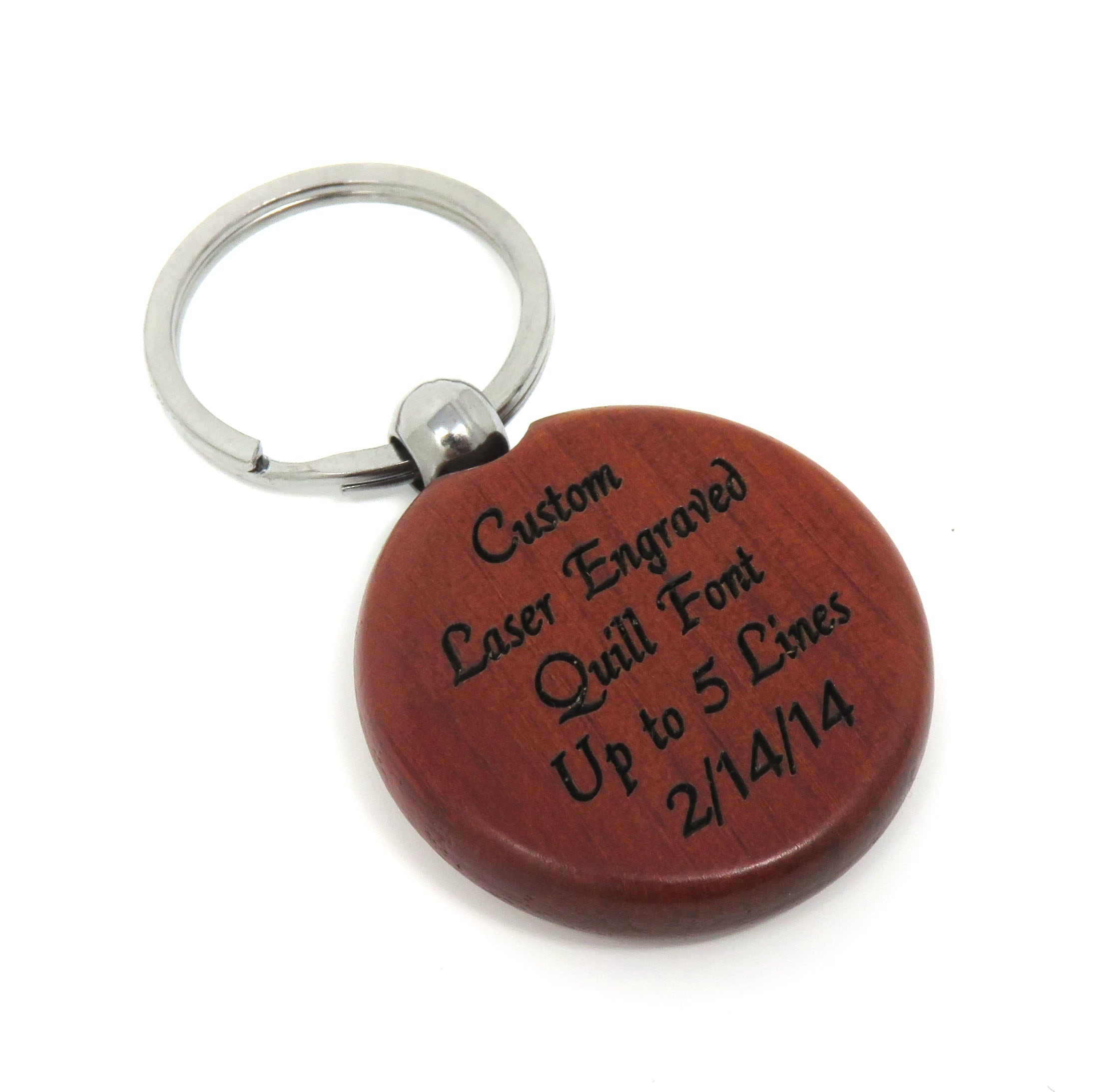 Rosewood Key Chain - Circle Shape - Custom Laser Engraved Personalized Wood Key Ring with Names, Dates, Logo, or Symbols Rosewood Key Chain - Circle Shape - Custom Laser Engraved Personalized Wood Key Ring with Names, Dates, Logo, or Symbols