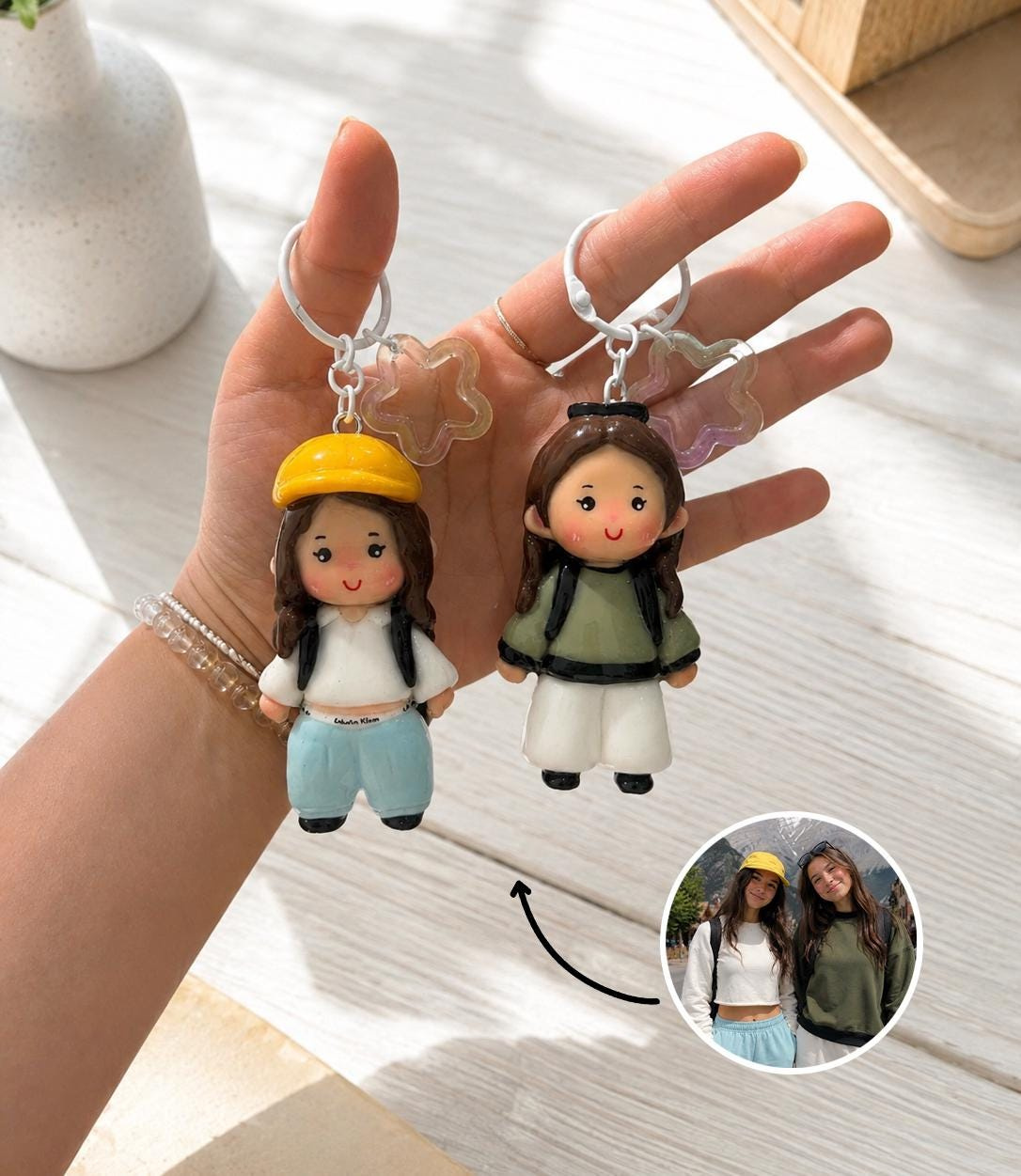 Handmade Clay Figurine Keychain - Custom Photo Couples Gift 4 - MeasureMason Handmade Clay Figurine Keychain - Custom Photo Couples Gift 4