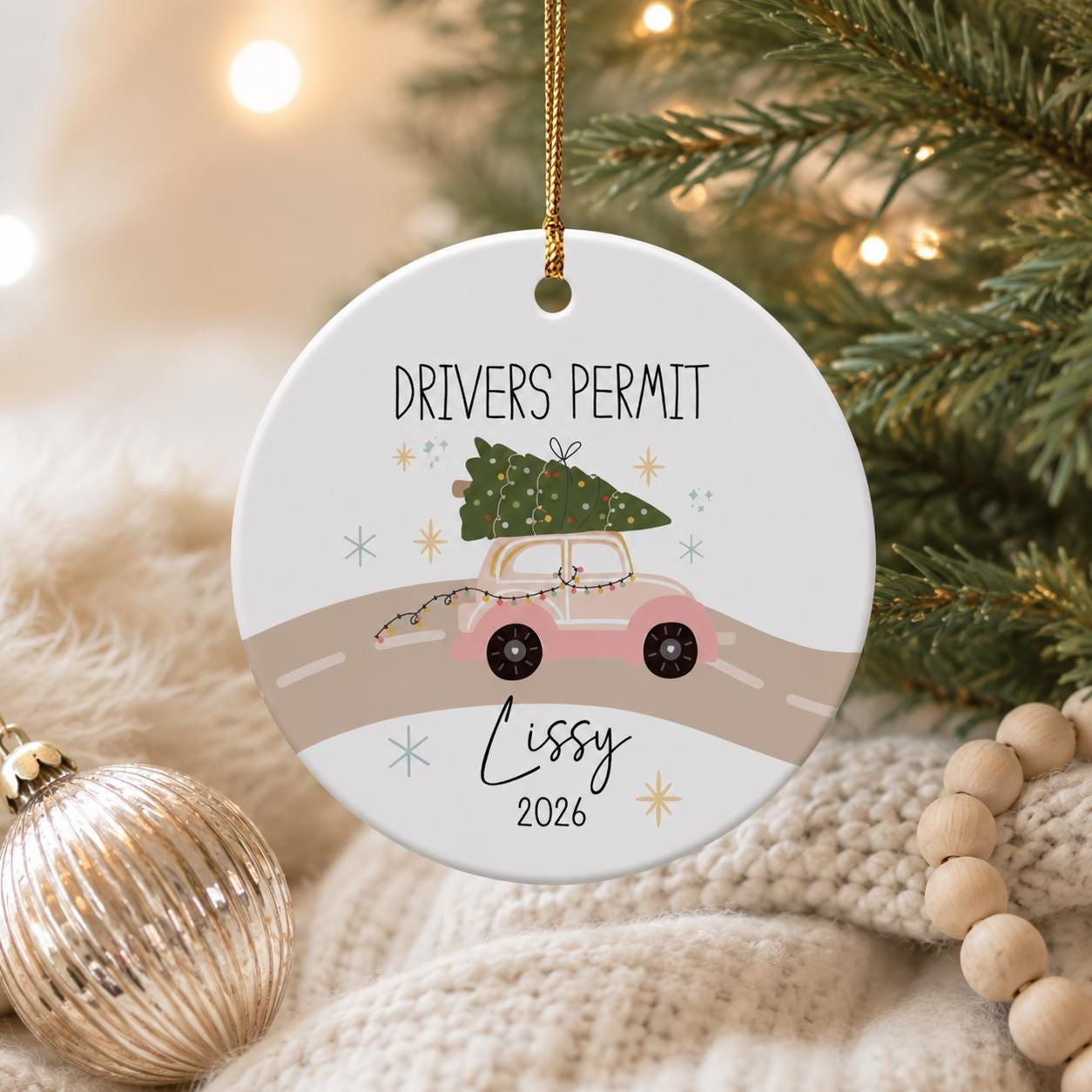 Personalized New Driver Christmas Ornament - Custom Name Ceramic Keepsake Personalized New Driver Christmas Ornament - Custom Name Ceramic Keepsake