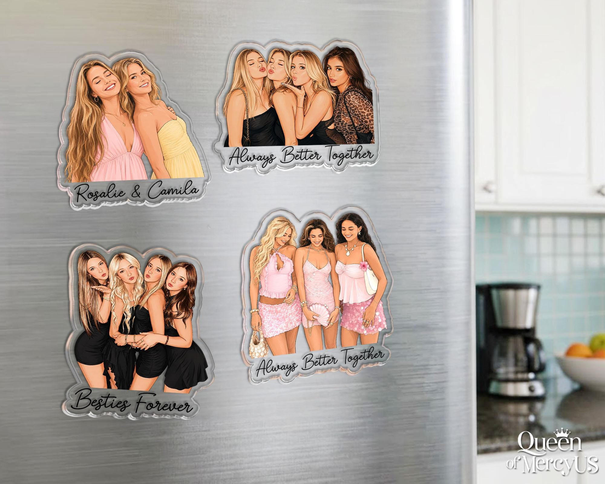 Personalized Besties Photo Magnet Custom Acrylic Fridge Magnet Gift for BFF Best Friend Keepsake 3 - MeasureMason Personalized Besties Photo Magnet Custom Acrylic Fridge Magnet Gift for BFF Best Friend Keepsake 3