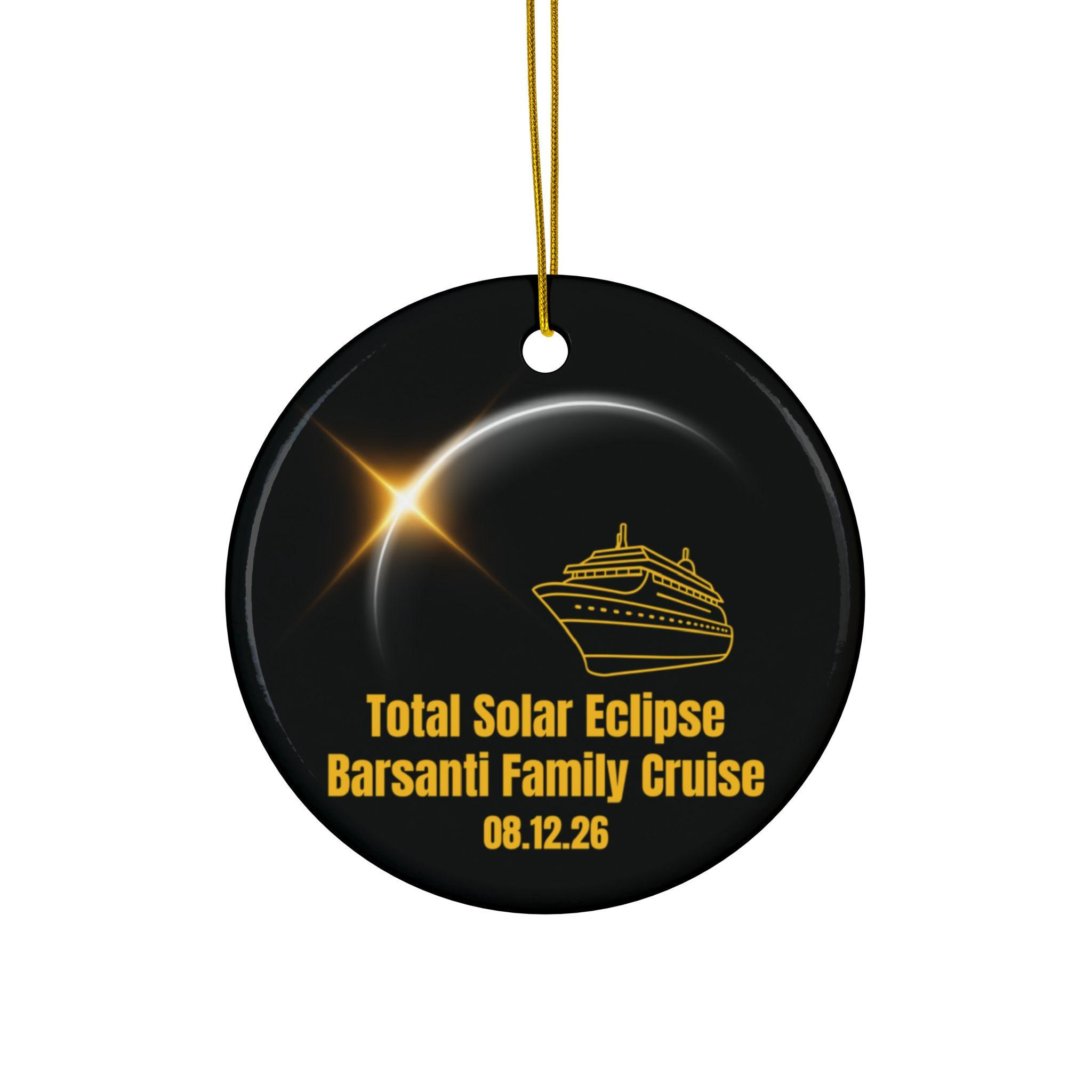 Personalized Total Solar Eclipse February 2026 Cruise Ceramic Ornament Double-Sided Holiday Keepsake