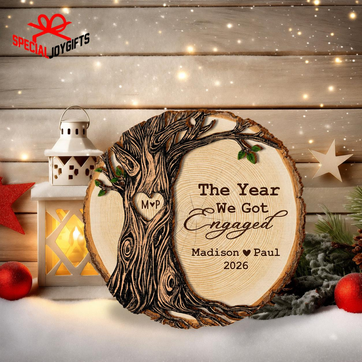 Personalized Engagement Ornament with Names and Date, Couple Christmas Keepsake Gift 1 - MeasureMason Personalized Engagement Ornament with Names and Date, Couple Christmas Keepsake Gift 1