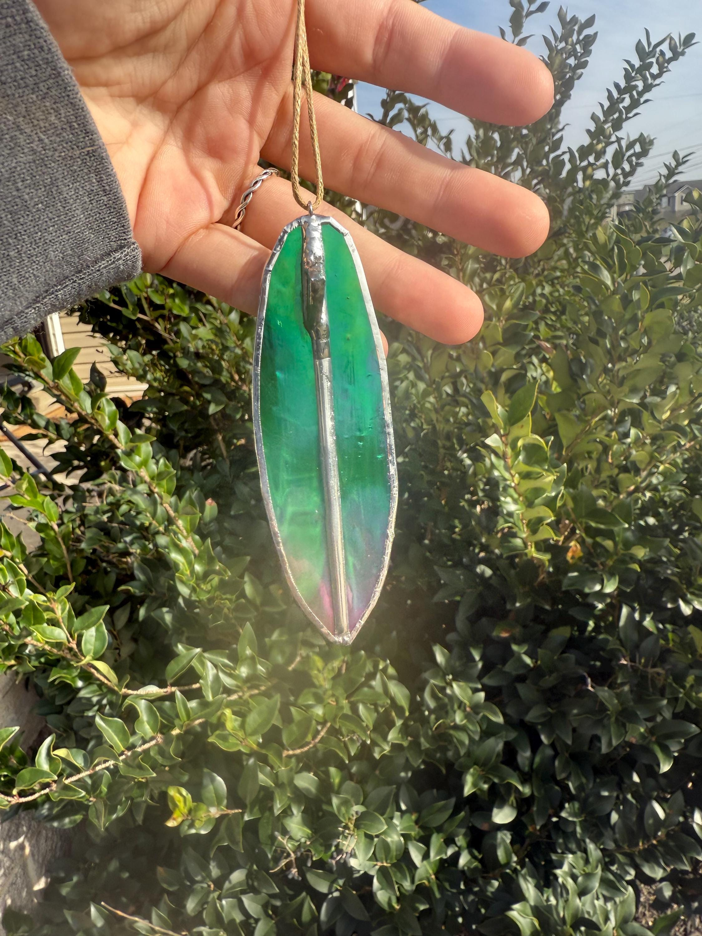 Surfboard Stained Glass Suncatcher, Tiny Surf Car Ornament and Keychain 4 - MeasureMason Surfboard Stained Glass Suncatcher, Tiny Surf Car Ornament and Keychain 4