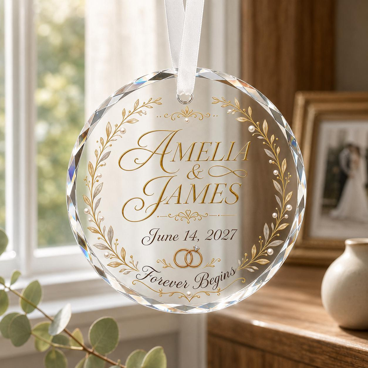 Mr & Mrs Personalized Wedding Keepsake Ornament - Custom Names & Date