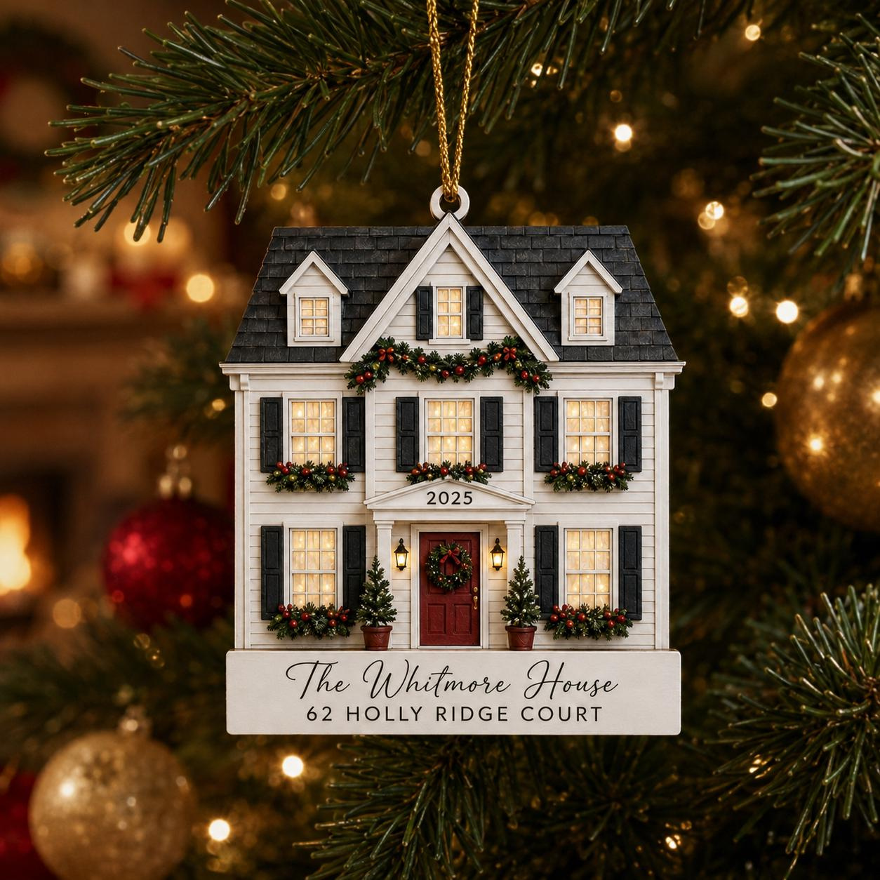 Personalized Wooden House Photo Christmas Ornament 3 - MeasureMason Personalized Wooden House Photo Christmas Ornament 3