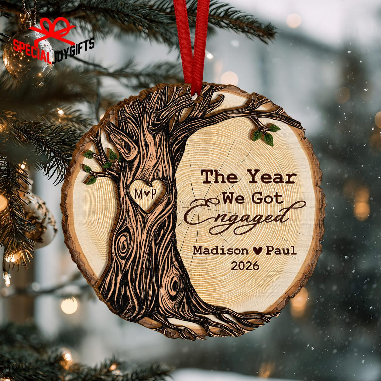 Personalized Engagement Ornament with Names and Date, Couple Christmas Keepsake Gift Personalized Engagement Ornament with Names and Date, Couple Christmas Keepsake Gift