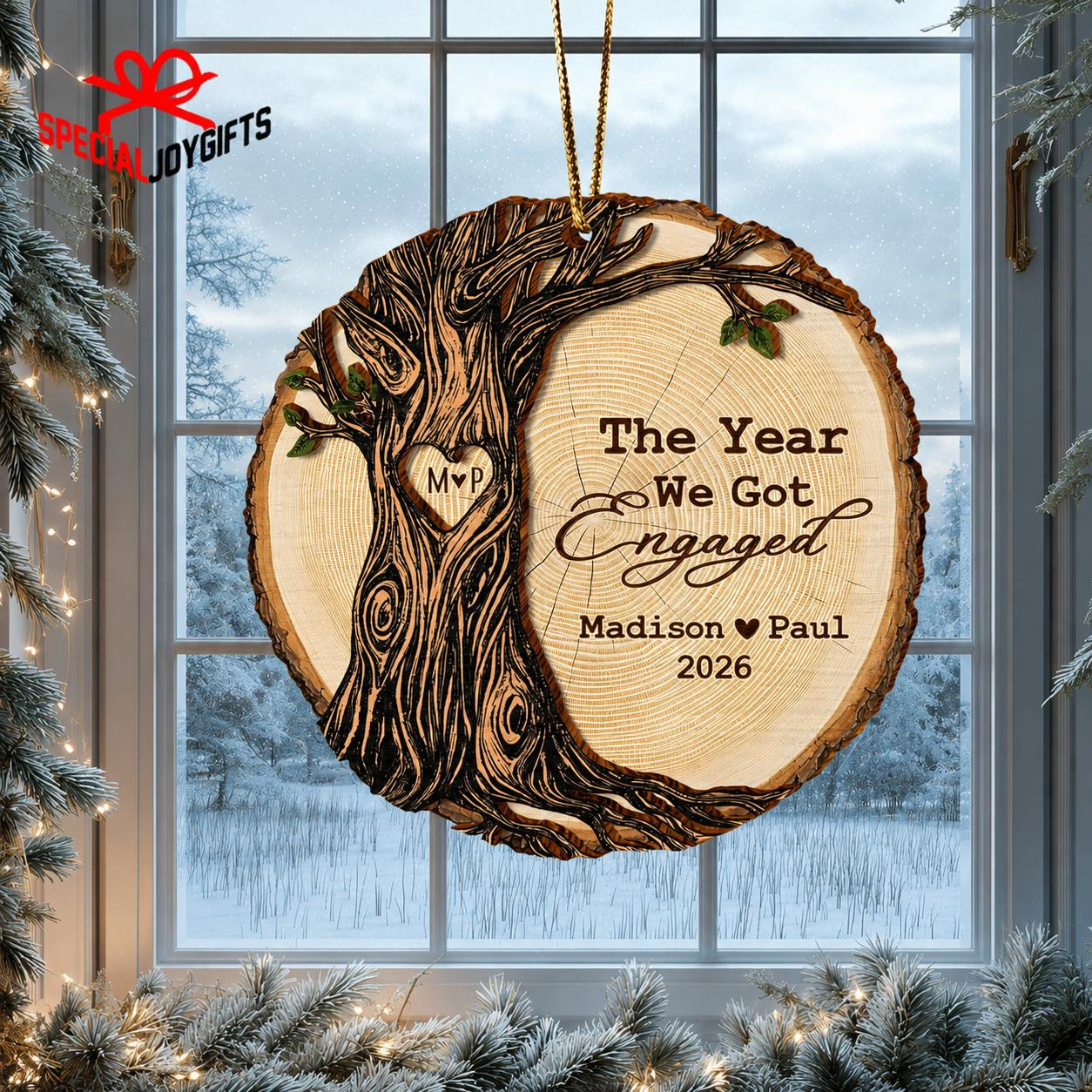 Personalized Engagement Ornament with Names and Date, Couple Christmas Keepsake Gift 2 - MeasureMason Personalized Engagement Ornament with Names and Date, Couple Christmas Keepsake Gift 2