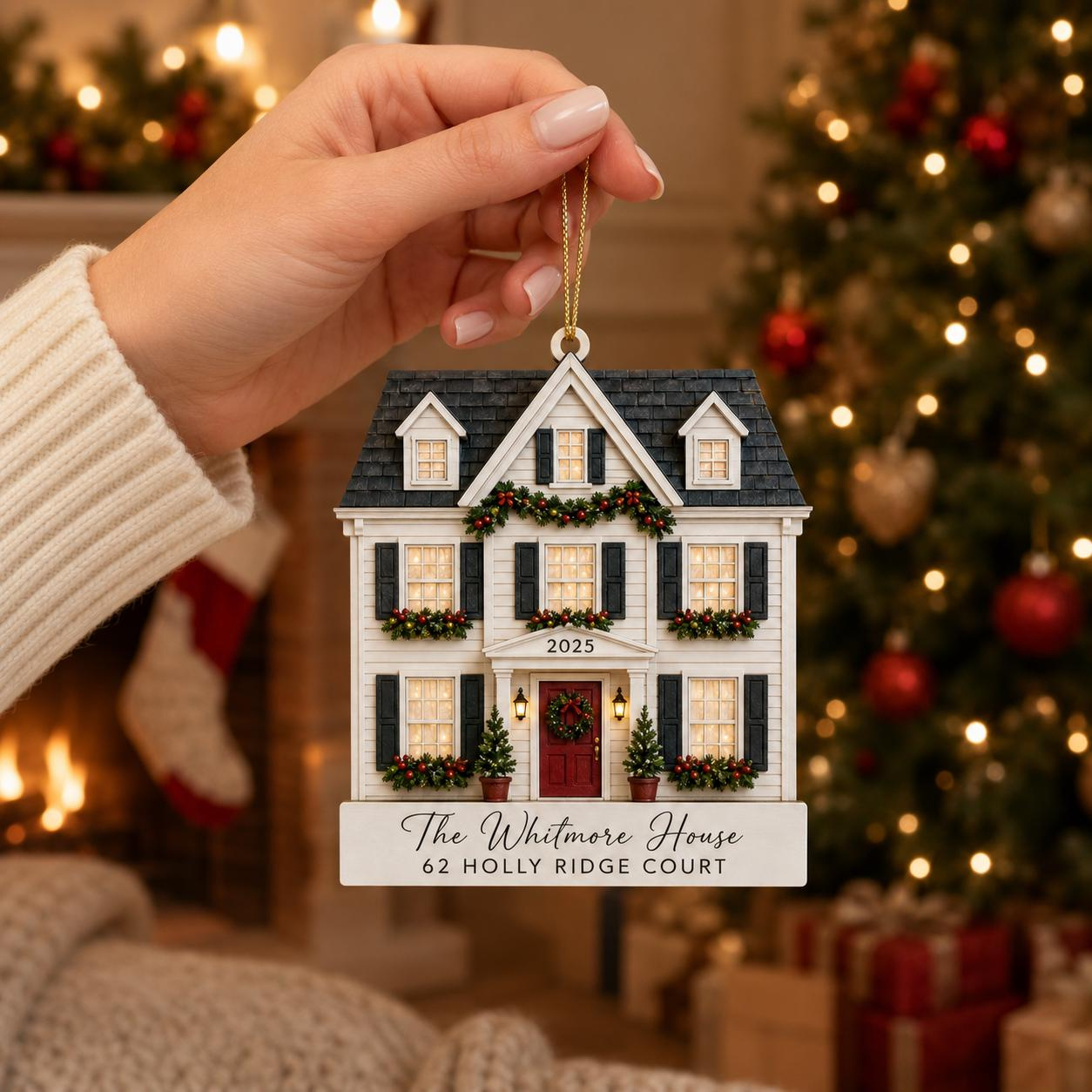 Personalized Wooden House Photo Christmas Ornament Personalized Wooden House Photo Christmas Ornament