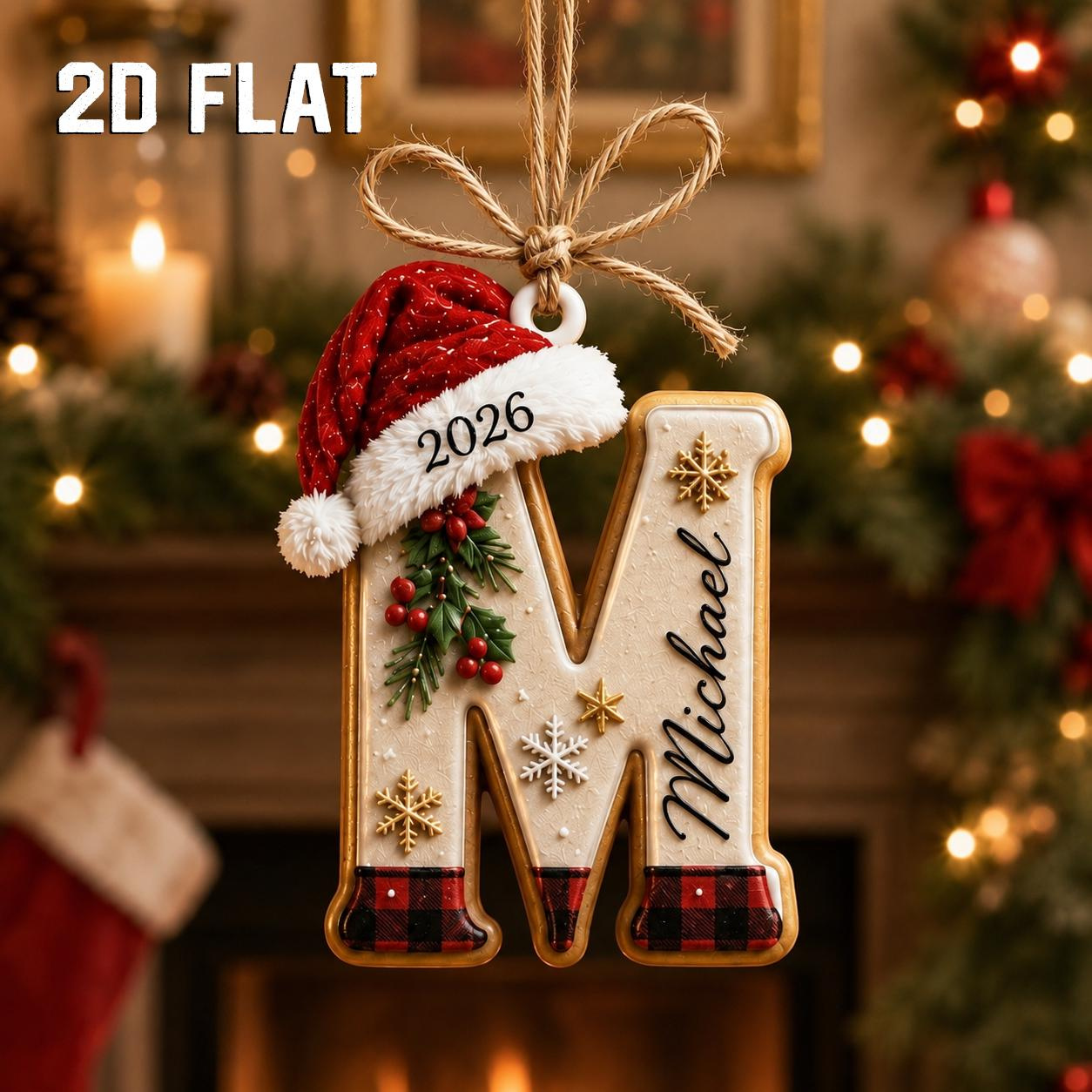 Personalized 2D Flat Wooden Initial Christmas Ornament - Custom Holiday Keepsake 3 - MeasureMason Personalized 2D Flat Wooden Initial Christmas Ornament - Custom Holiday Keepsake 3