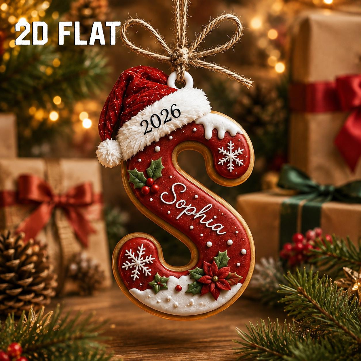 Personalized 2D Flat Wooden Initial Christmas Ornament - Custom Holiday Keepsake 2 - MeasureMason Personalized 2D Flat Wooden Initial Christmas Ornament - Custom Holiday Keepsake 2