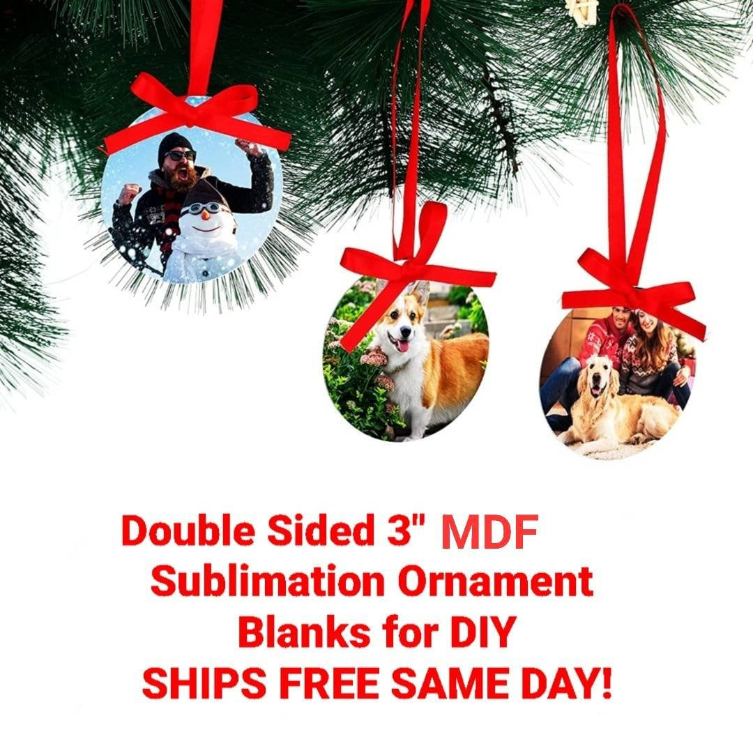 10 MDF Sublimation Ornament Blanks, Double Sided 3 Inch Christmas Gift Tags