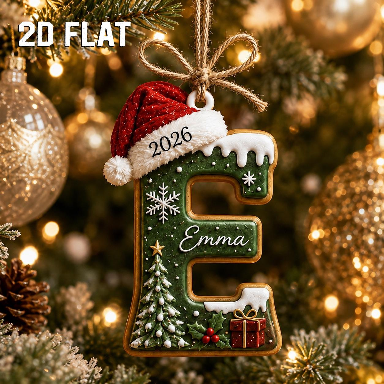 Personalized 2D Flat Wooden Initial Christmas Ornament - Custom Holiday Keepsake 4 - MeasureMason Personalized 2D Flat Wooden Initial Christmas Ornament - Custom Holiday Keepsake 4