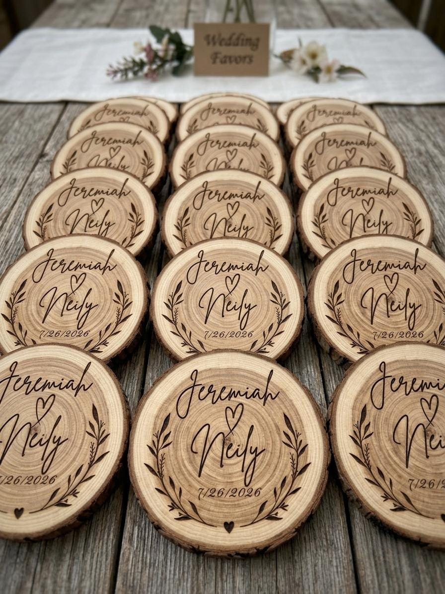 Personalized Wood Slice Ornament - Engraved Wedding Favor, Quinceañera Keepsake, Custom Sweet 15 Gift 1 - MeasureMason Personalized Wood Slice Ornament - Engraved Wedding Favor, Quinceañera Keepsake, Custom Sweet 15 Gift 1