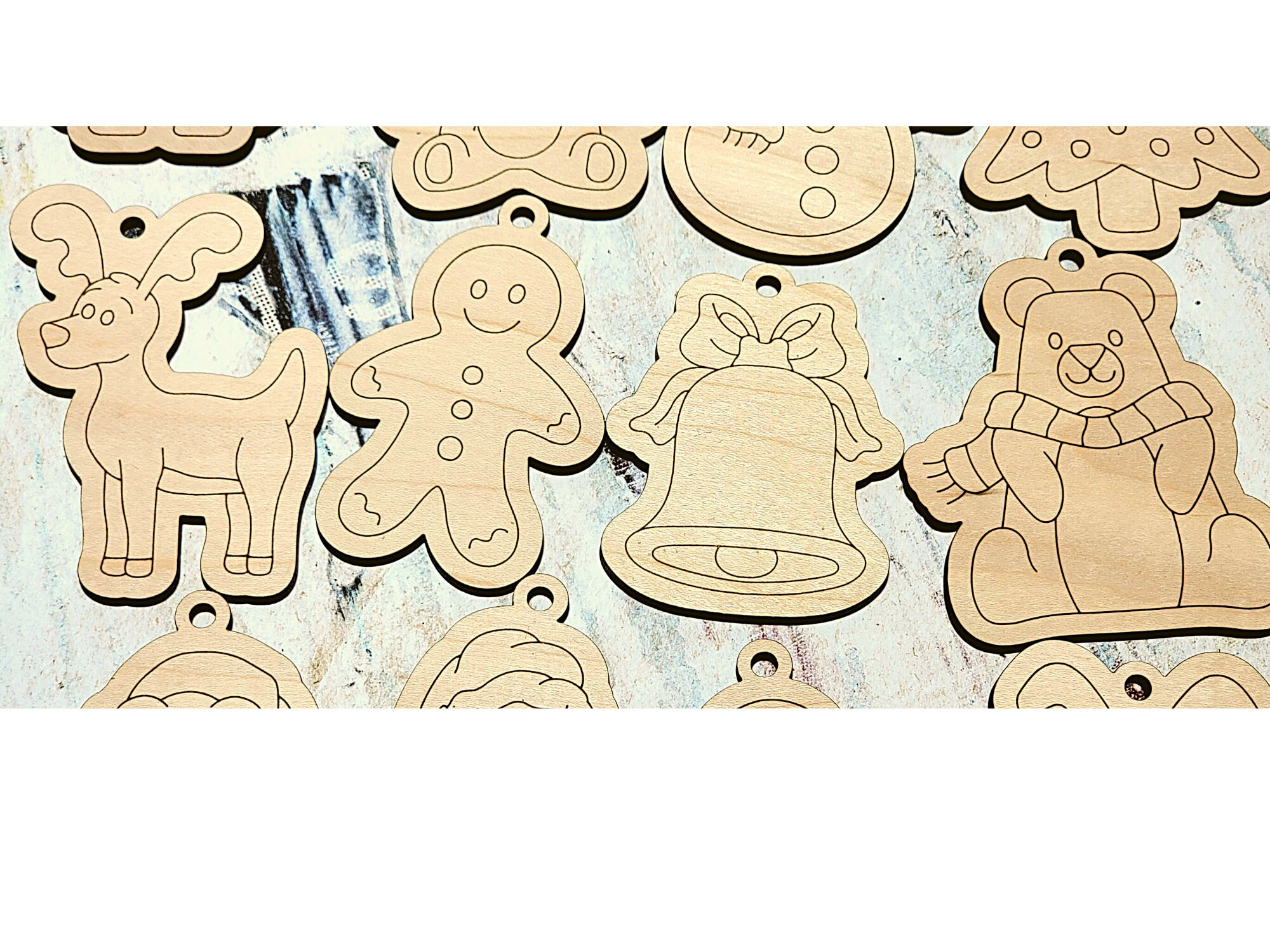 Paint Your Own Wooden Christmas Ornaments Set of 12, DIY Laser Cut Holiday Craft 4 - MeasureMason Paint Your Own Wooden Christmas Ornaments Set of 12, DIY Laser Cut Holiday Craft 4